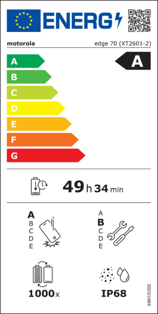 Motorola Edge 70 EU エネルギー ラベル