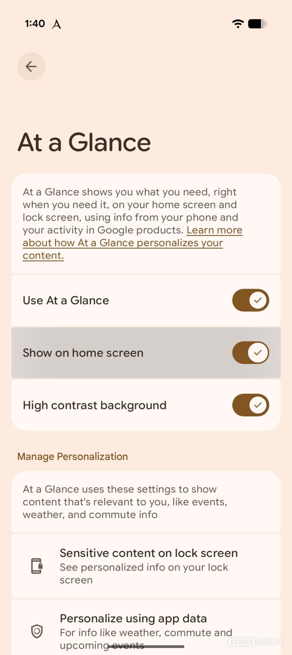 Android システム インテリジェンス vB.17 - ウィジェット設定の概要 AA