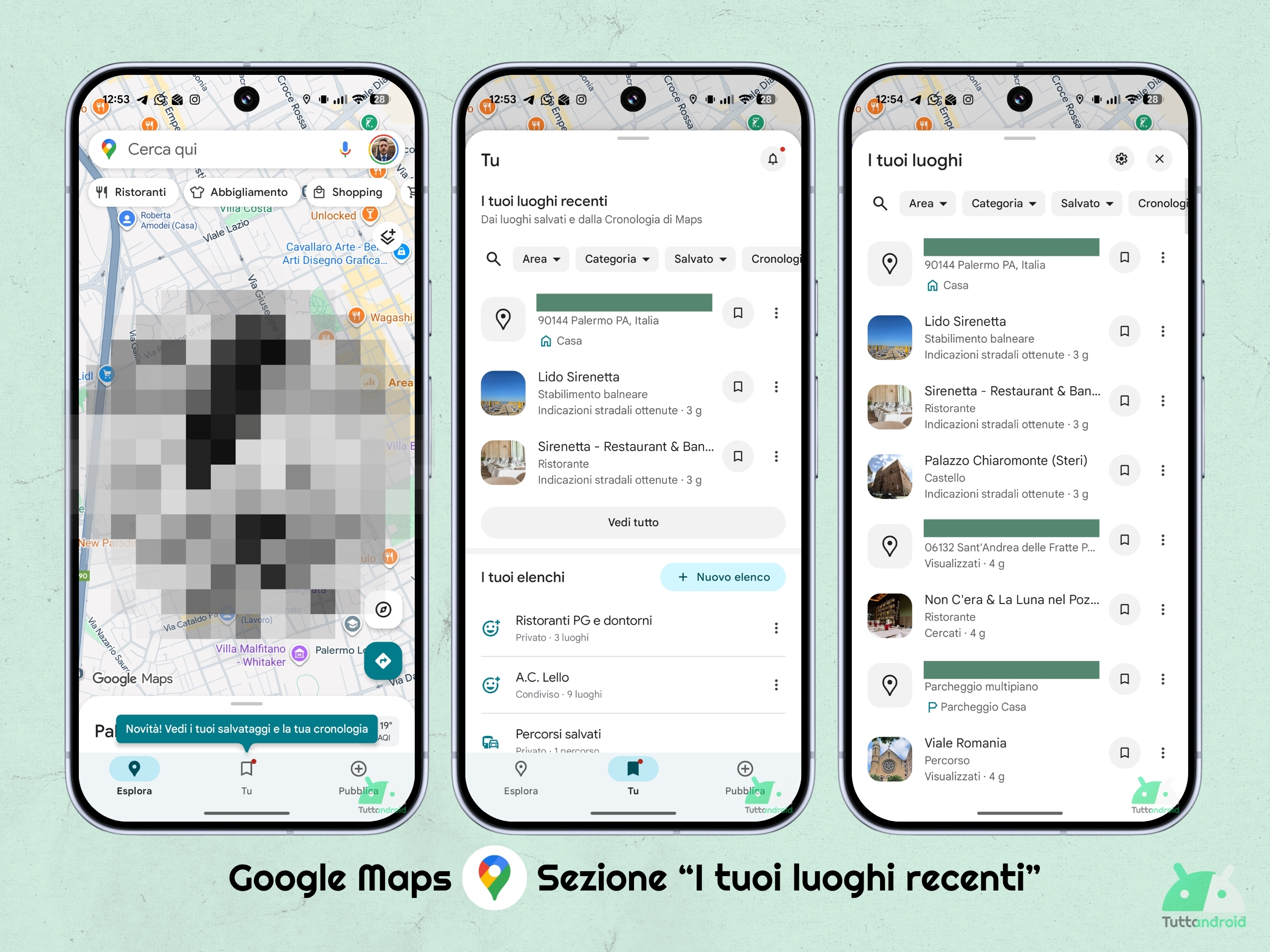 Google マップ - 最近の場所