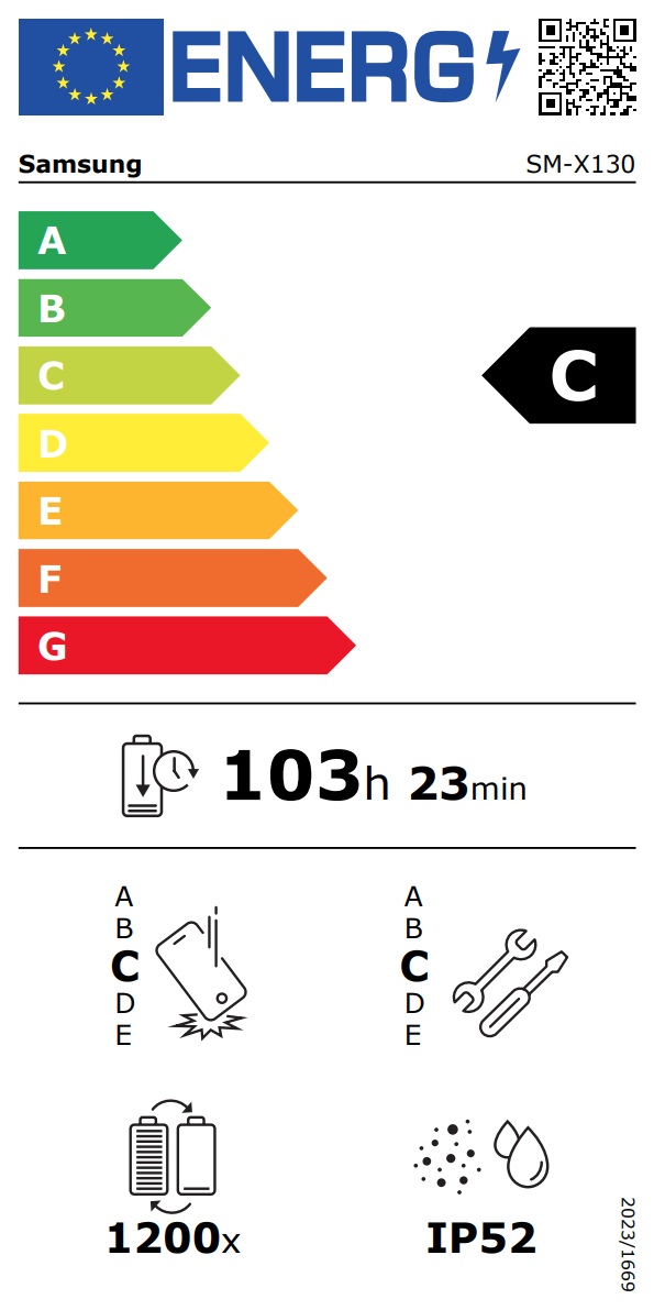 Samsung Galaxy Tab A11 - SM-X130 - EU エネルギーラベル