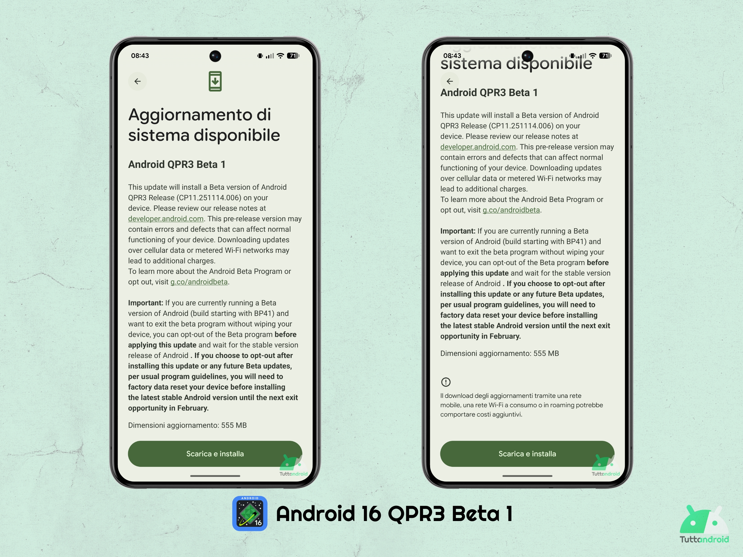 Android 16 QPR3 - Google Pixel 8 Pro のベータ 1