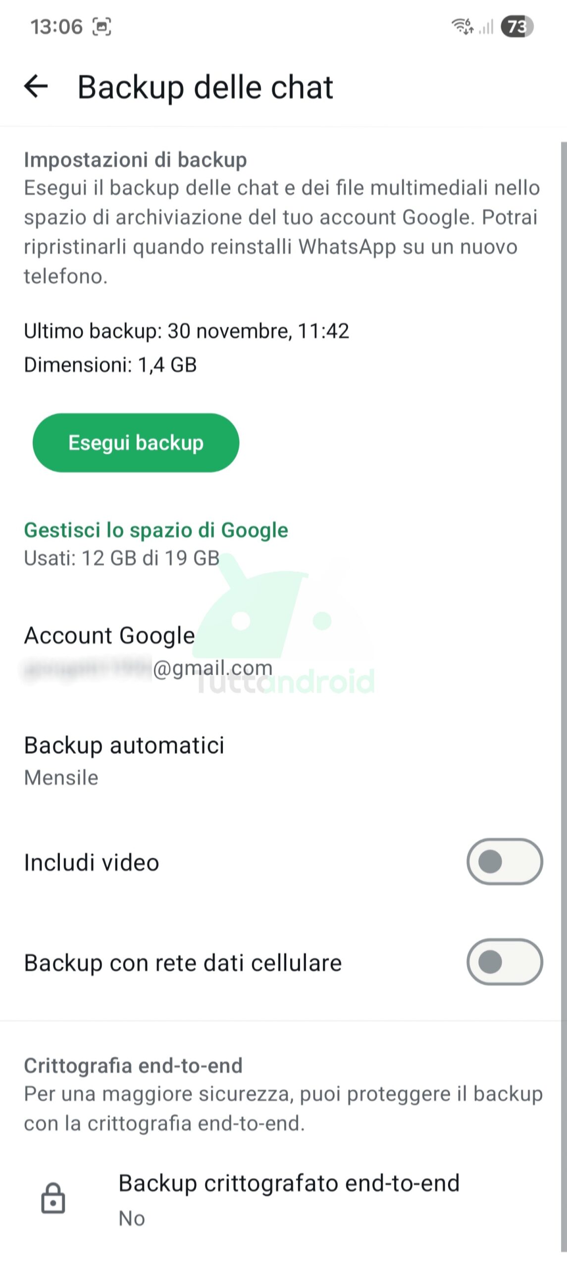 WhatsAppのバックアップ