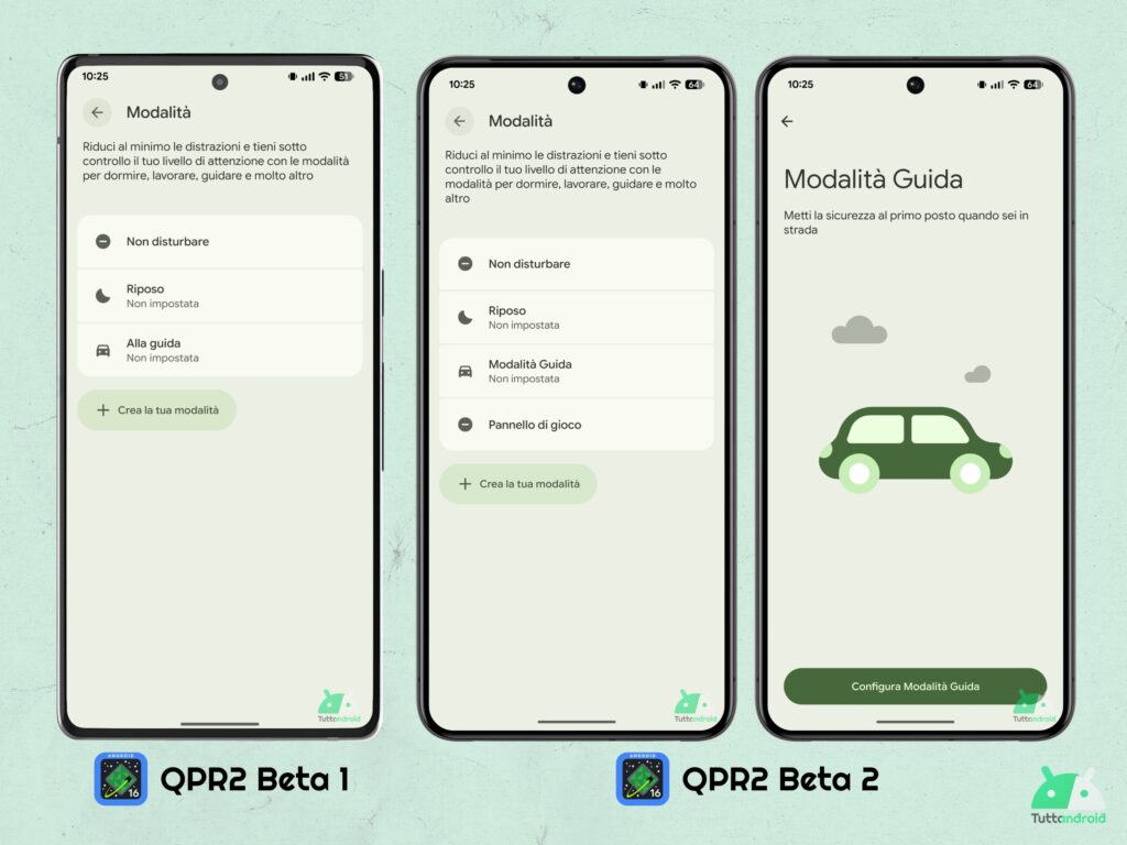 Android 16 QPR2 - Beta 2 - Impostazioni > Modalità > Modalità Guida