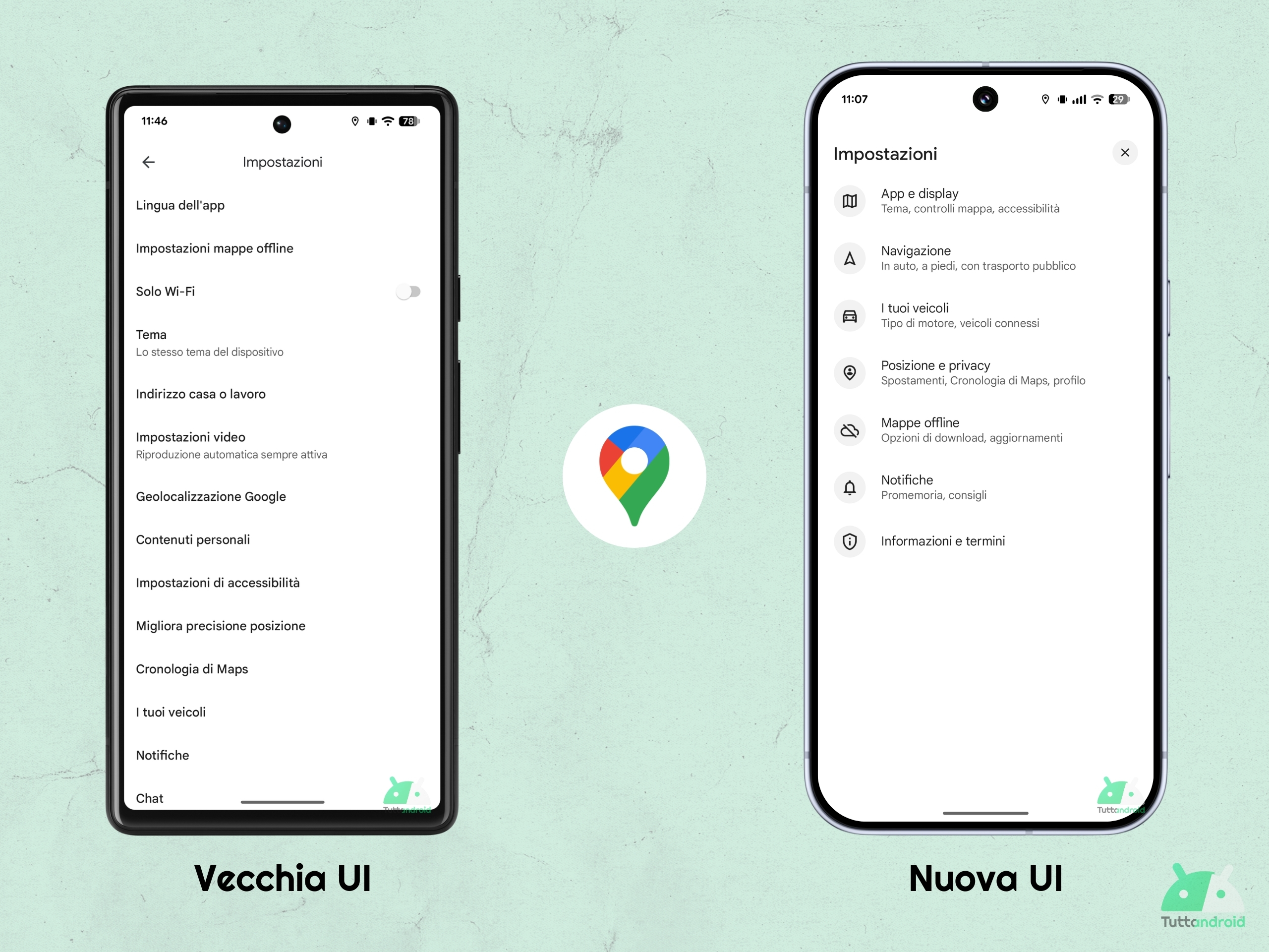 Google マップ v25.49.06 - 新しい設定 UI
