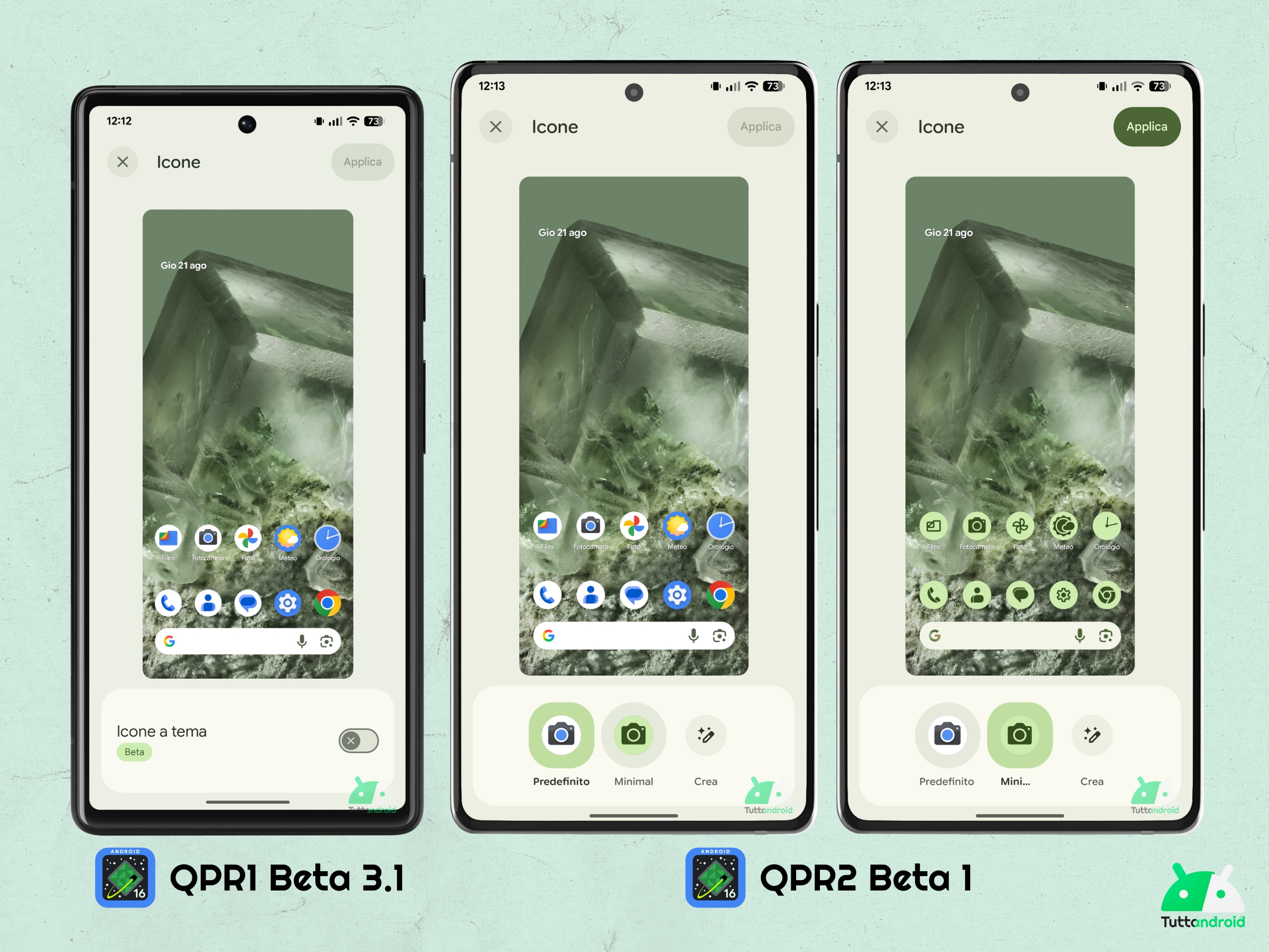 Android 16 QPR2 - ベータ 1 - 壁紙とスタイル - 最小限のテーマのアイコン