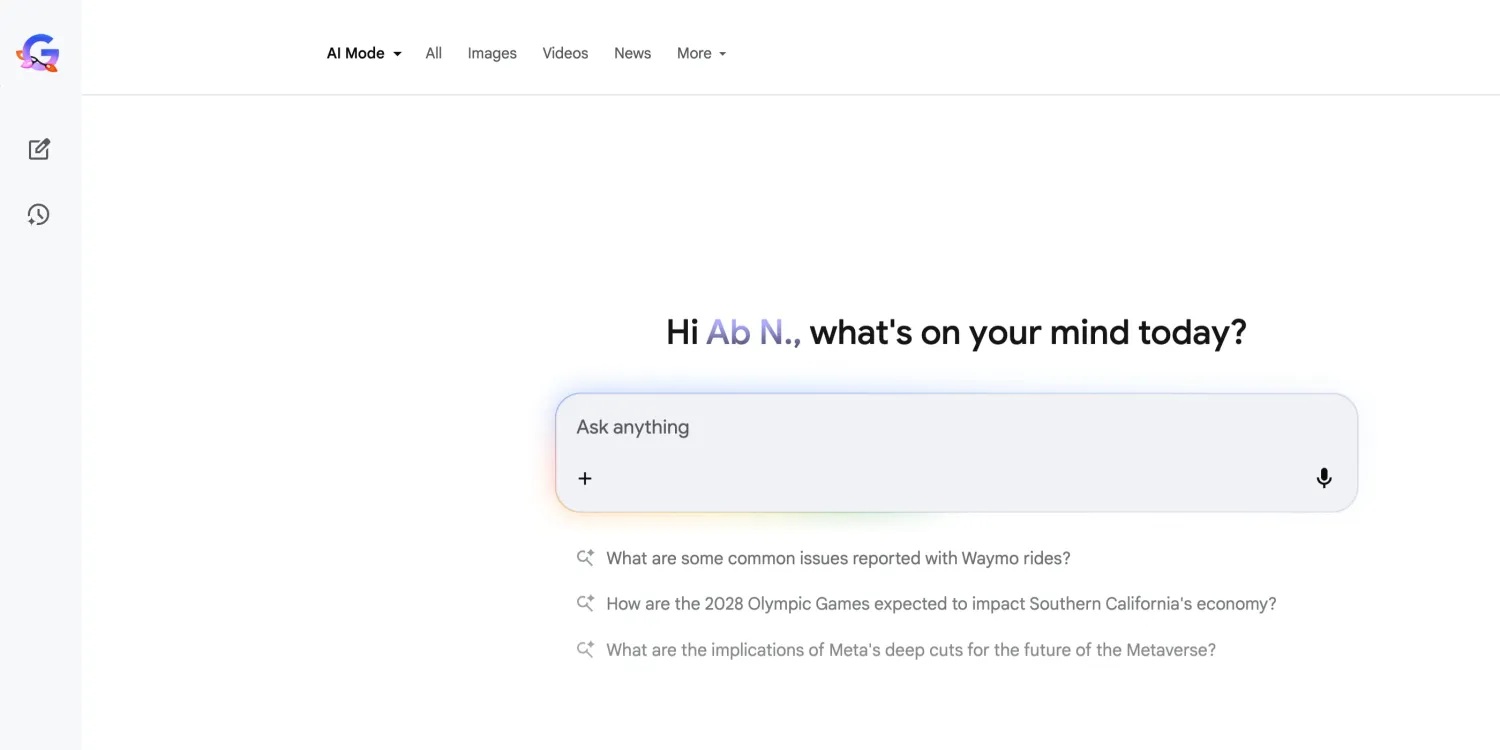 Google AI モード デスクトップ インターフェイス-1