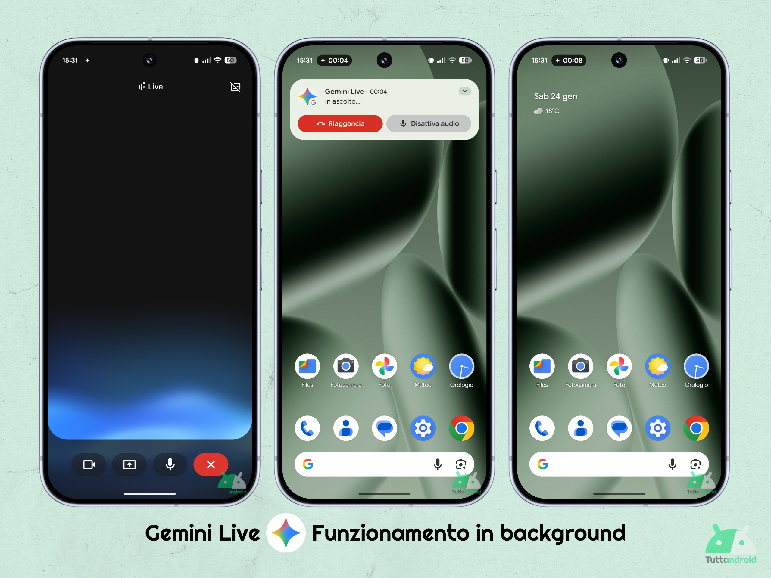 Gemini Live - 2026 年 1 月までバックグラウンドで実行