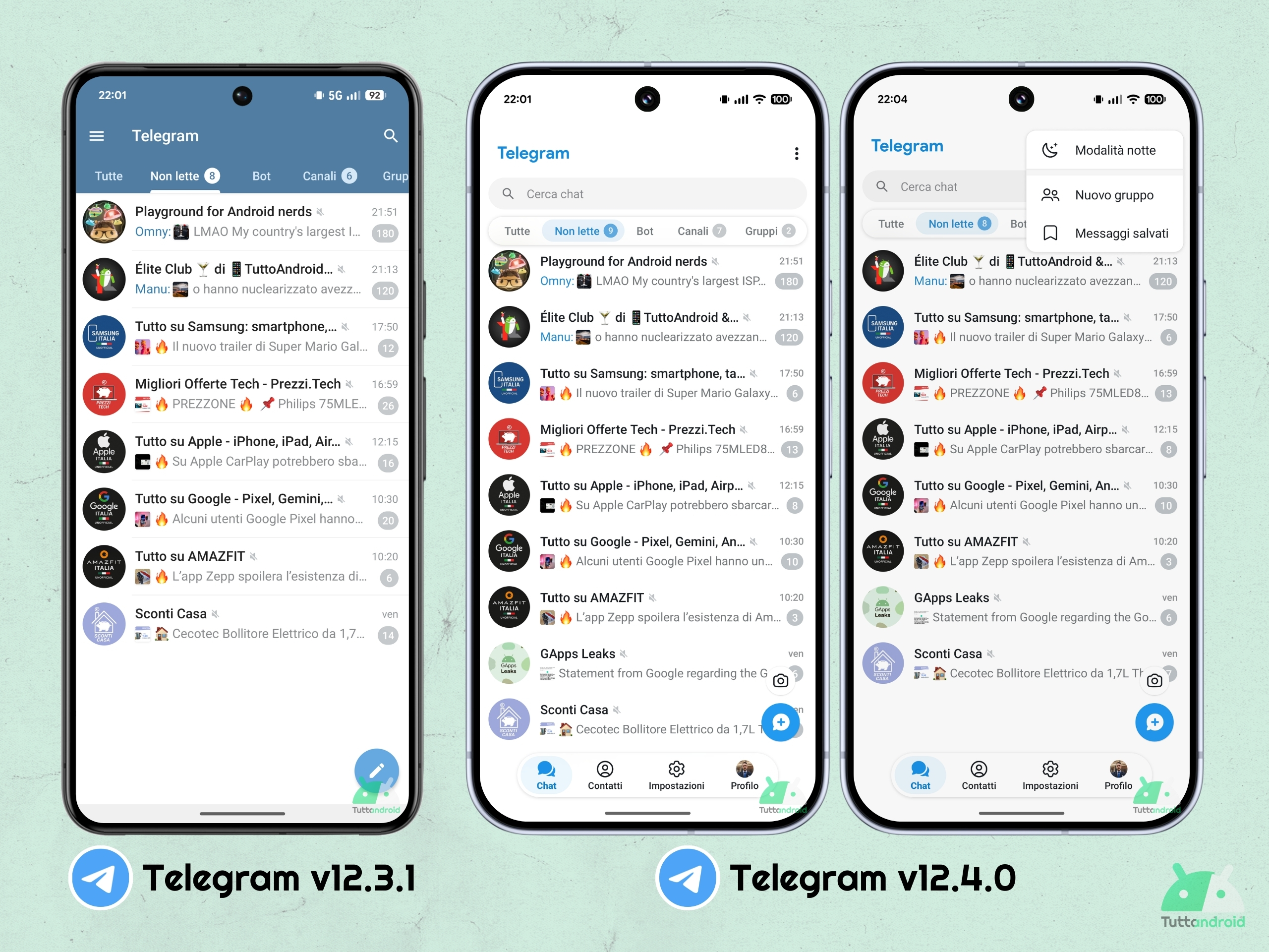 Telegram v12.4.0 - 新しい UI - 01 チャット