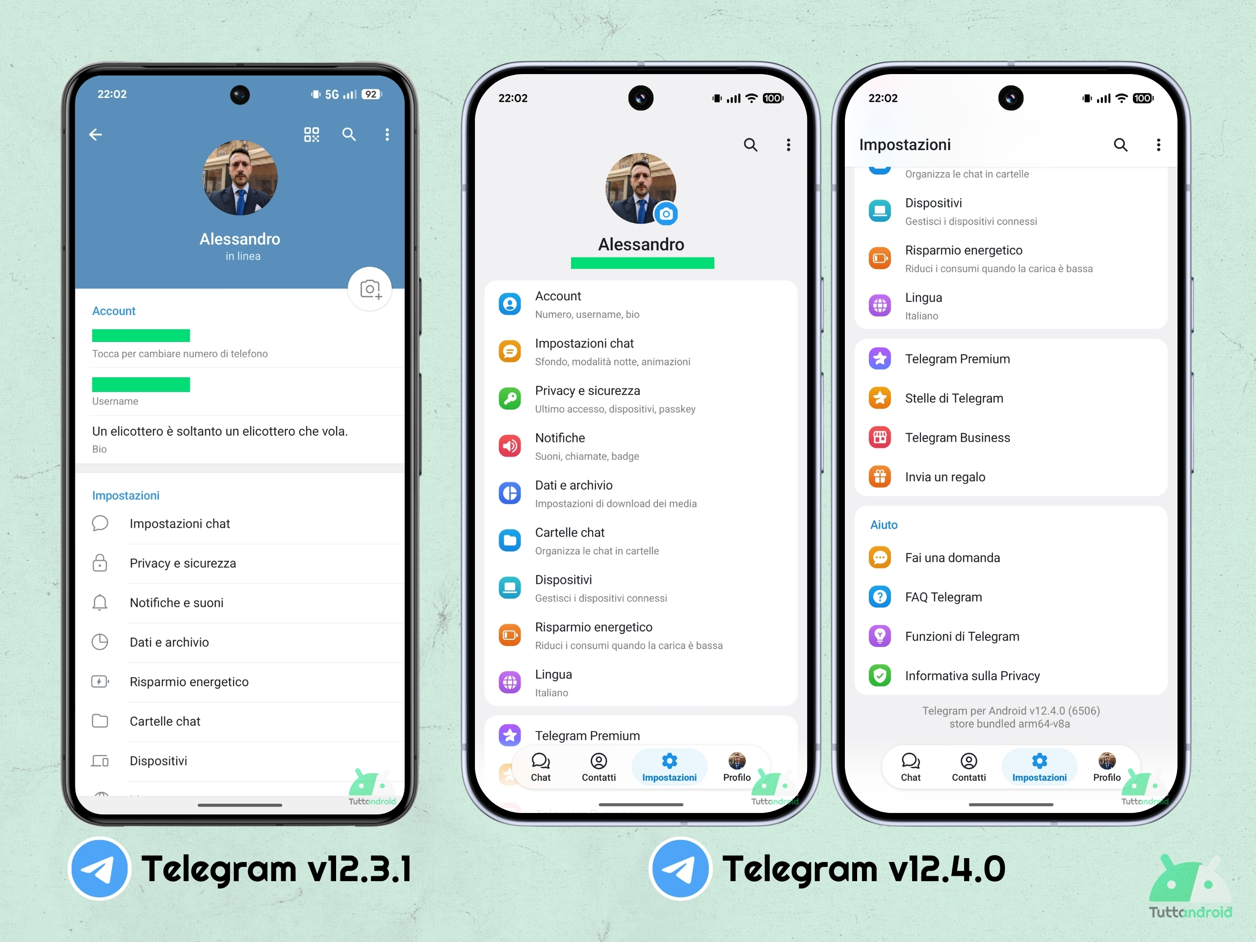 Telegram v12.4.0 - 新しい UI - 03 設定