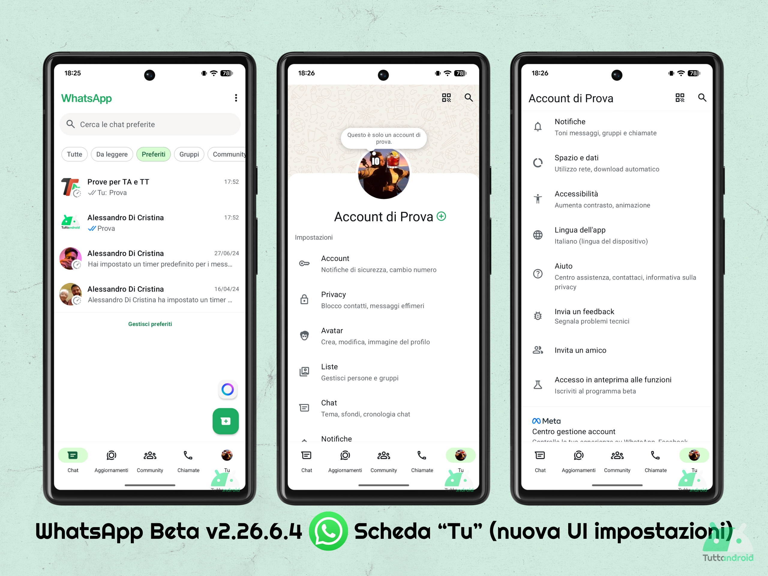 WhatsApp ベータ版 v2.26.6.4 - 新しい設定 UI を備えたタブ