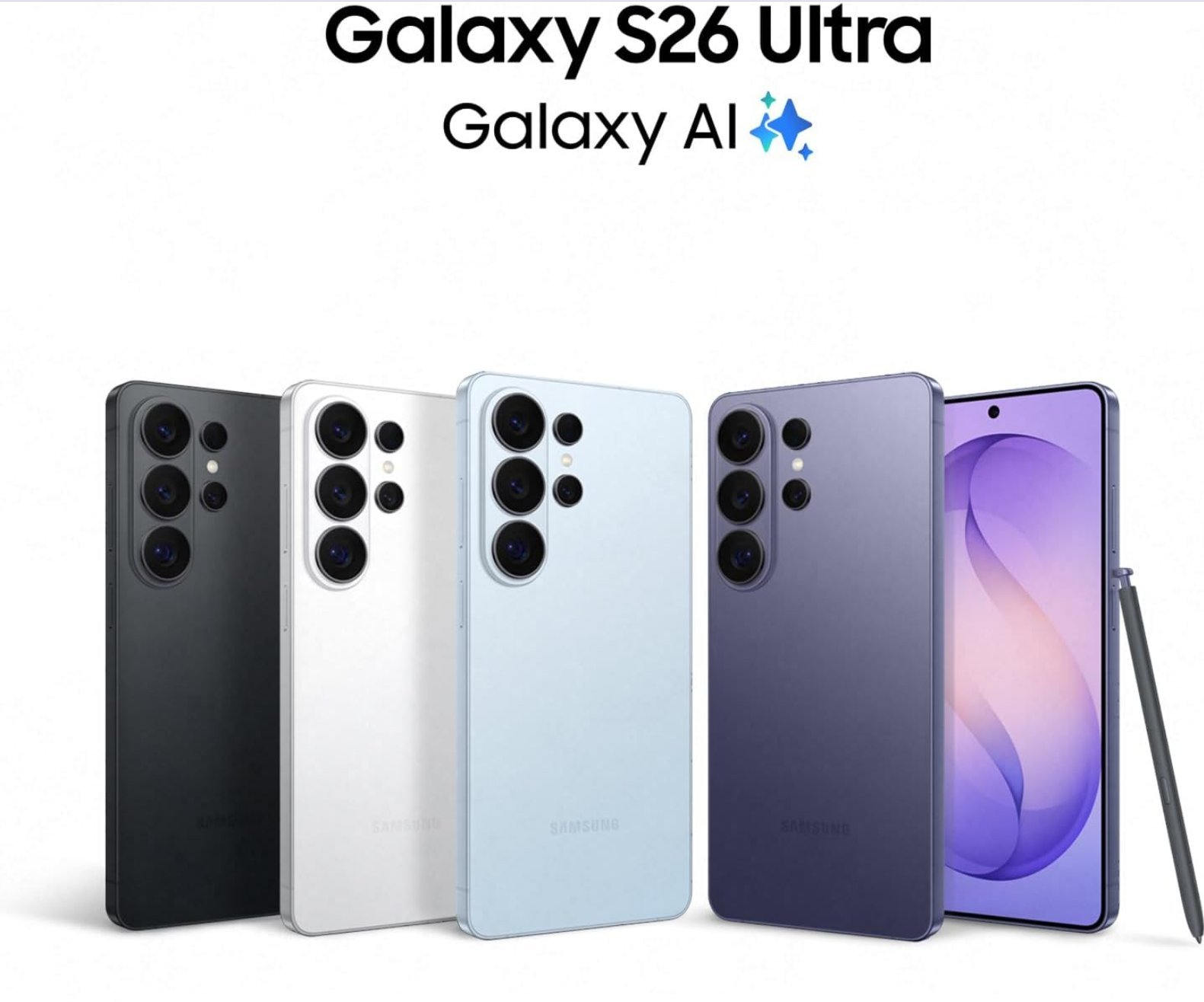 Samsung Galaxy S26 Ultra - リークプレス素材 - IceUniverse カラー