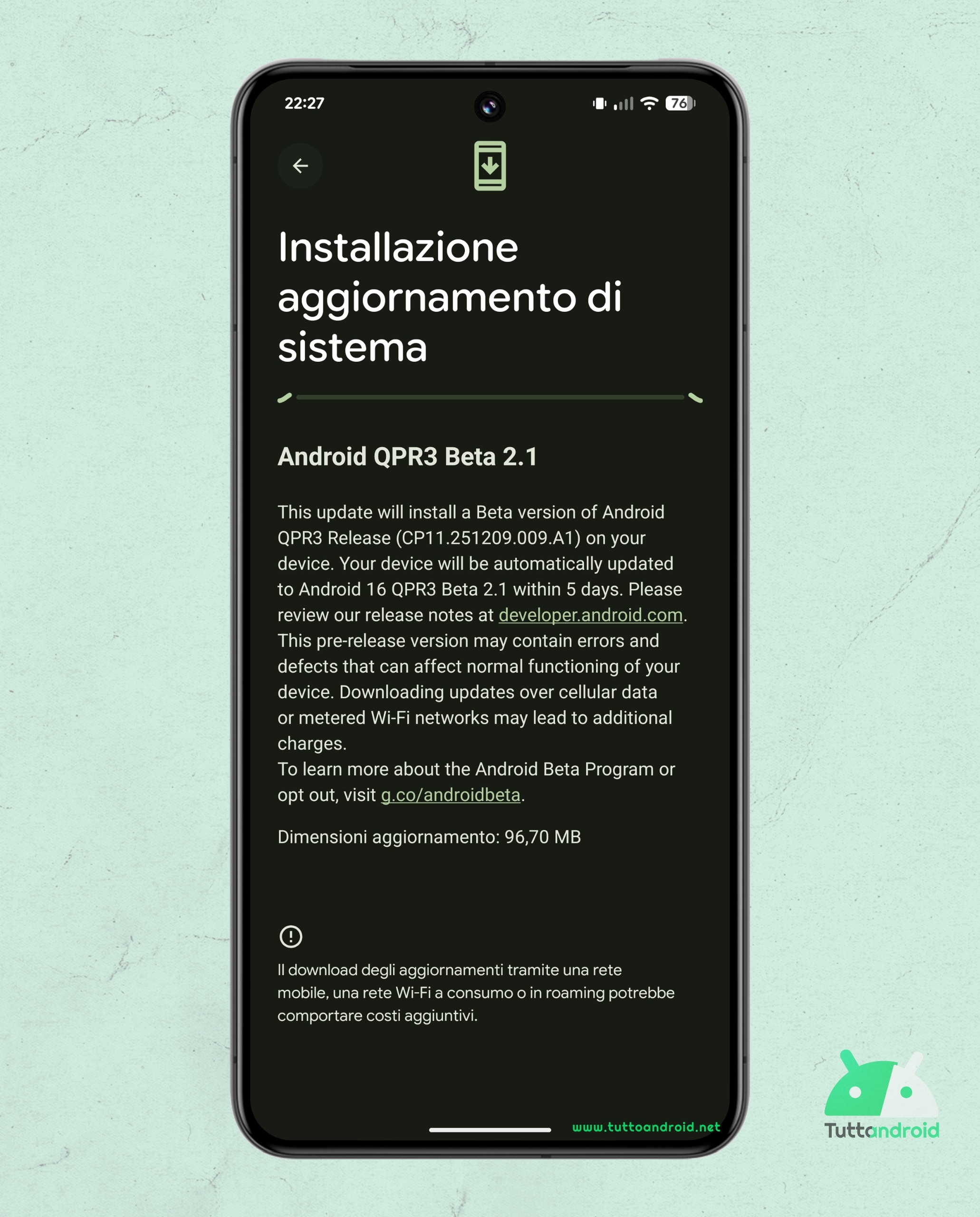 Android 16 QPR3 - ベータ 2.1 - Google Pixel 8 Pro