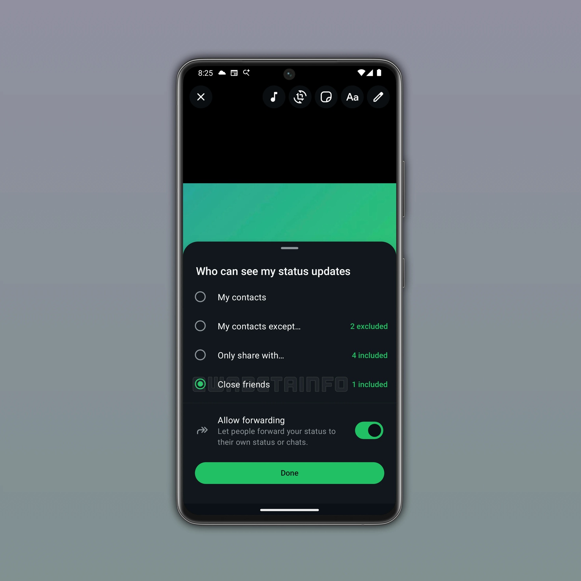 WhatsApp ベータ版 v2.26.5.13 - WBI ステータスの親友