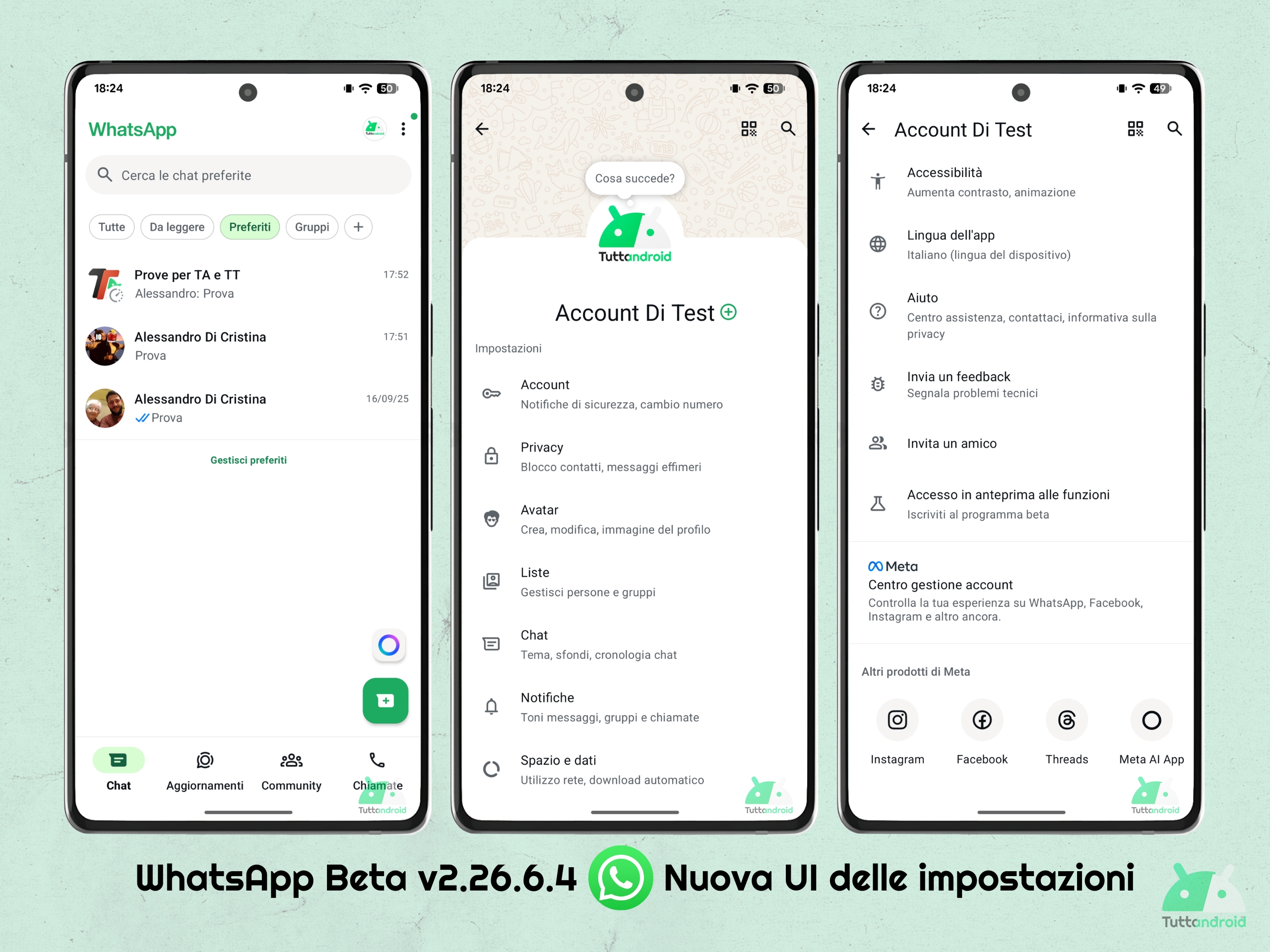 WhatsApp ベータ版 v2.26.6.4 - 新しい設定 UI