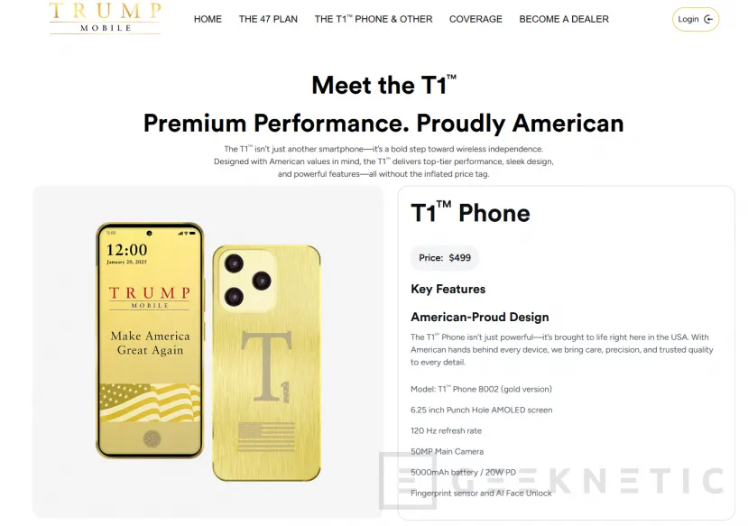 Geeknetic Trump Mobile が数か月の遅れを経て初めて本物の T1 Phone を公開: 499 ドルの携帯電話のデザインはこう変わった 2