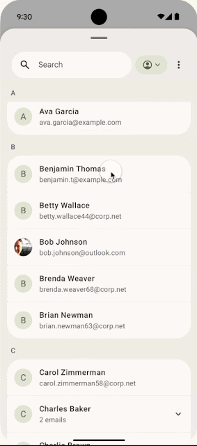 Android 17 - ベータ 2 - 連絡先選択 API