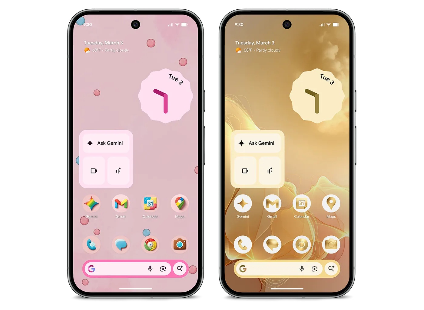 Google Pixel ドロップ 2026 年 3 月 - スポンジボブのテーマと AI アイコン