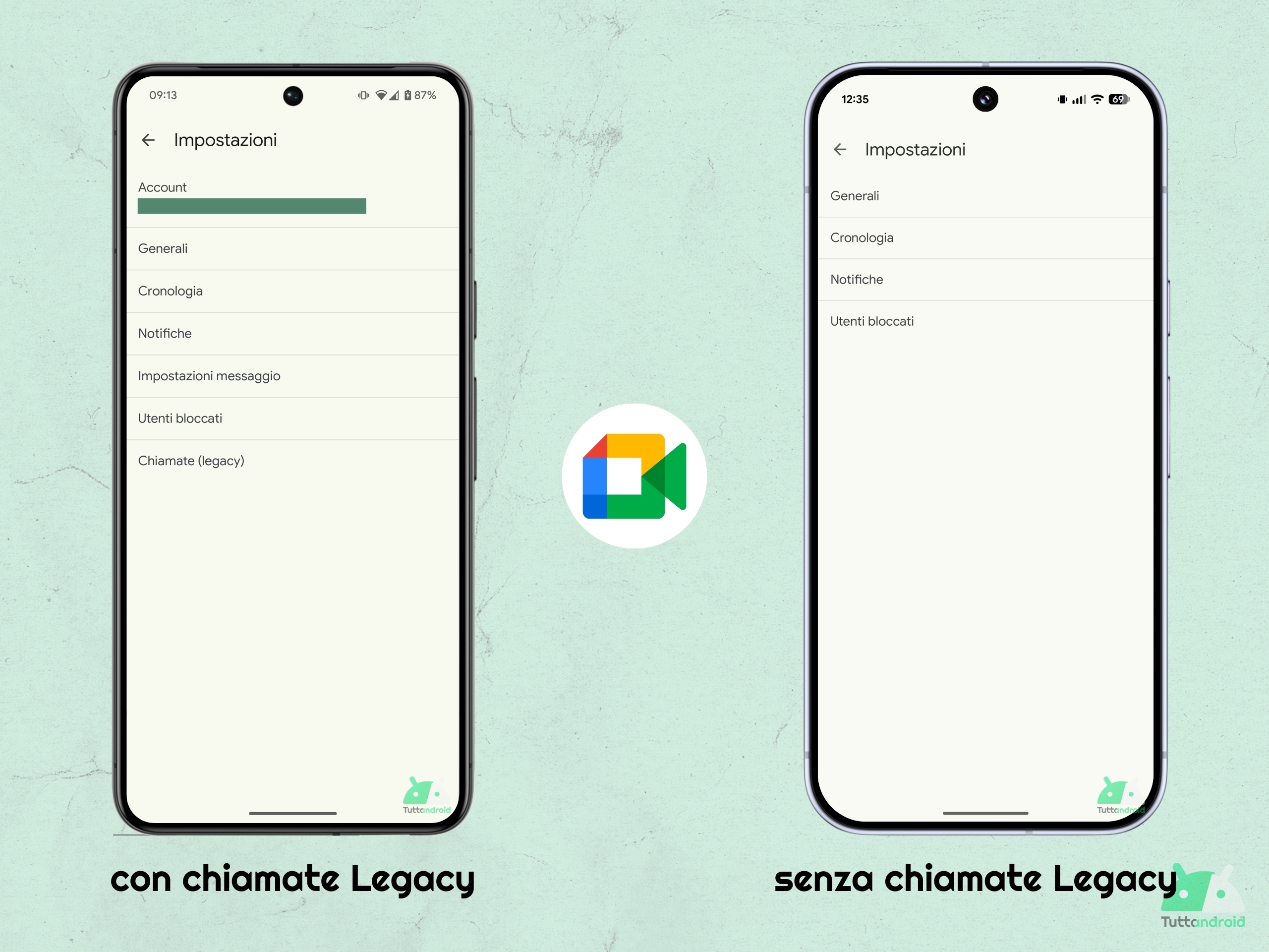 Google Meet - Google Duo 従来の通話を削除しました