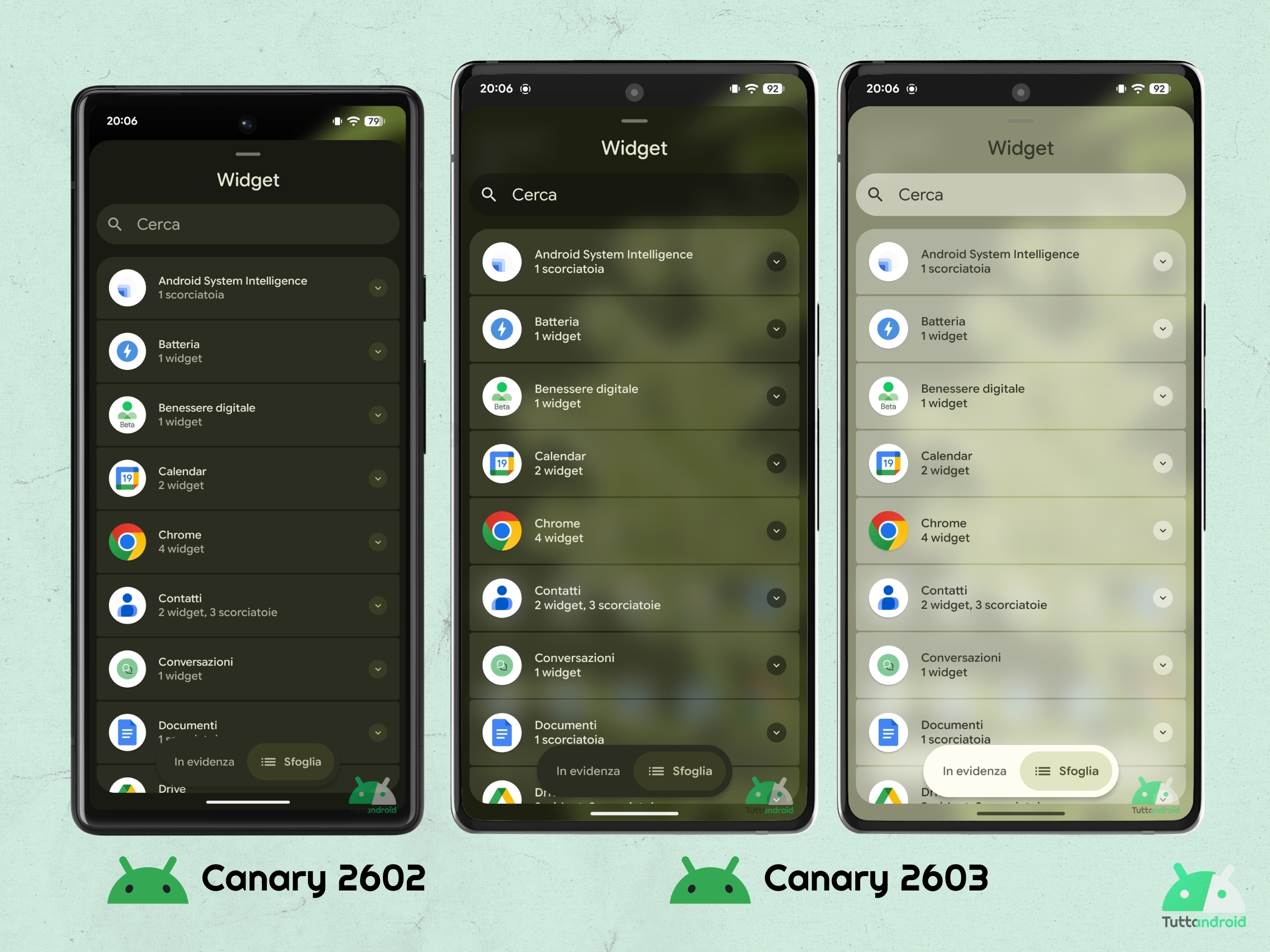 Android CANARY 2603 - ピクセル ランチャー - 透明性の向上