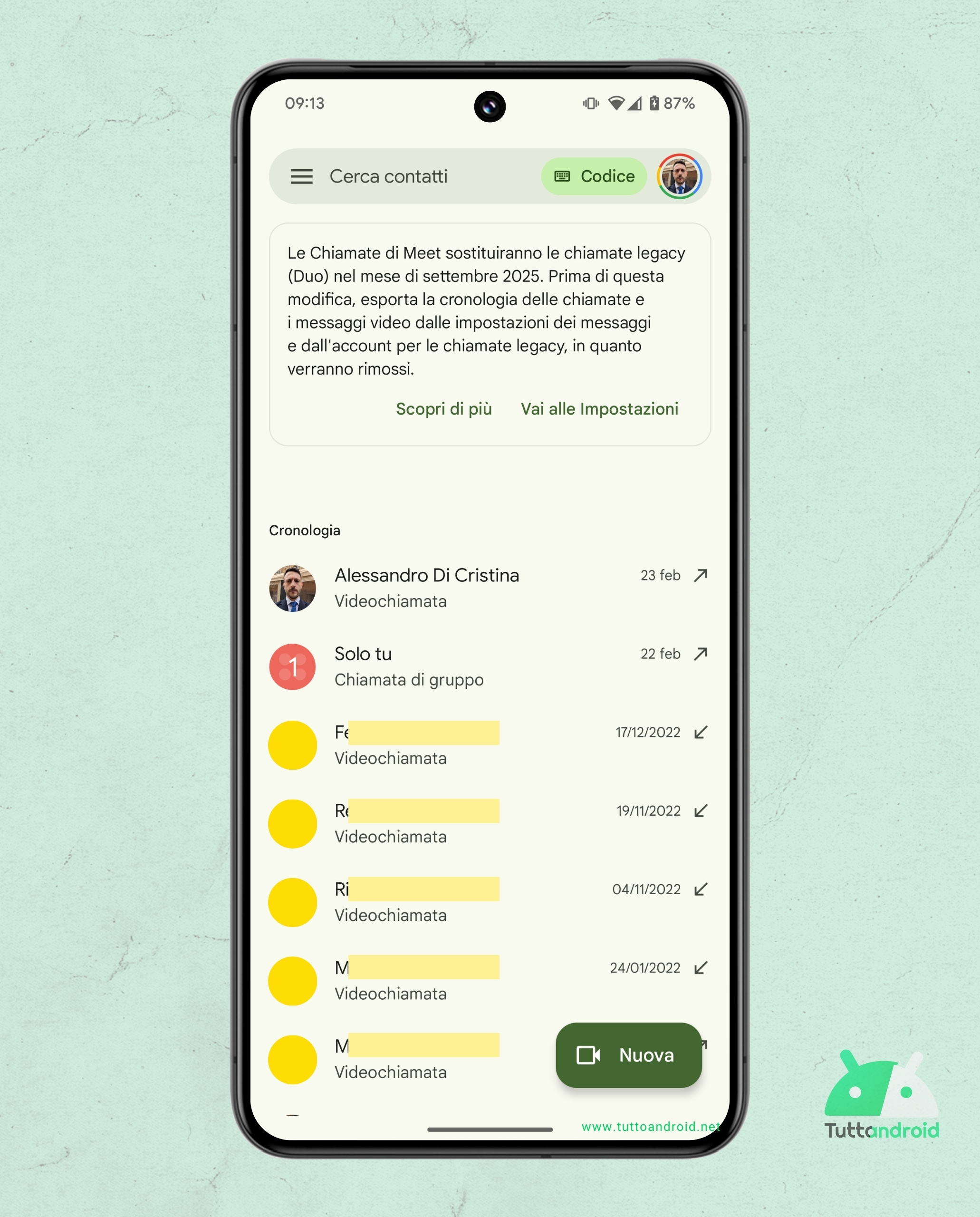 Android 版 Google Meet - 従来の Google Duo 通話の廃止