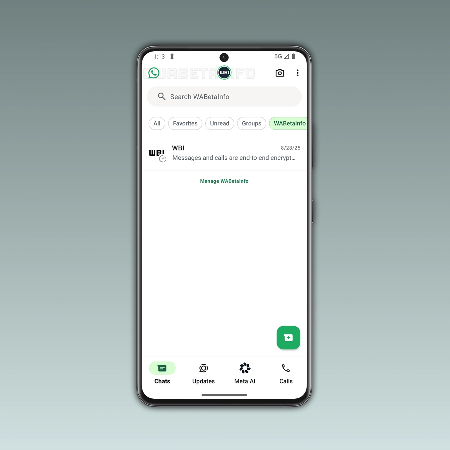WhatsApp ベータ版 v2.26.15.11 - ヘッダー バーのロゴ