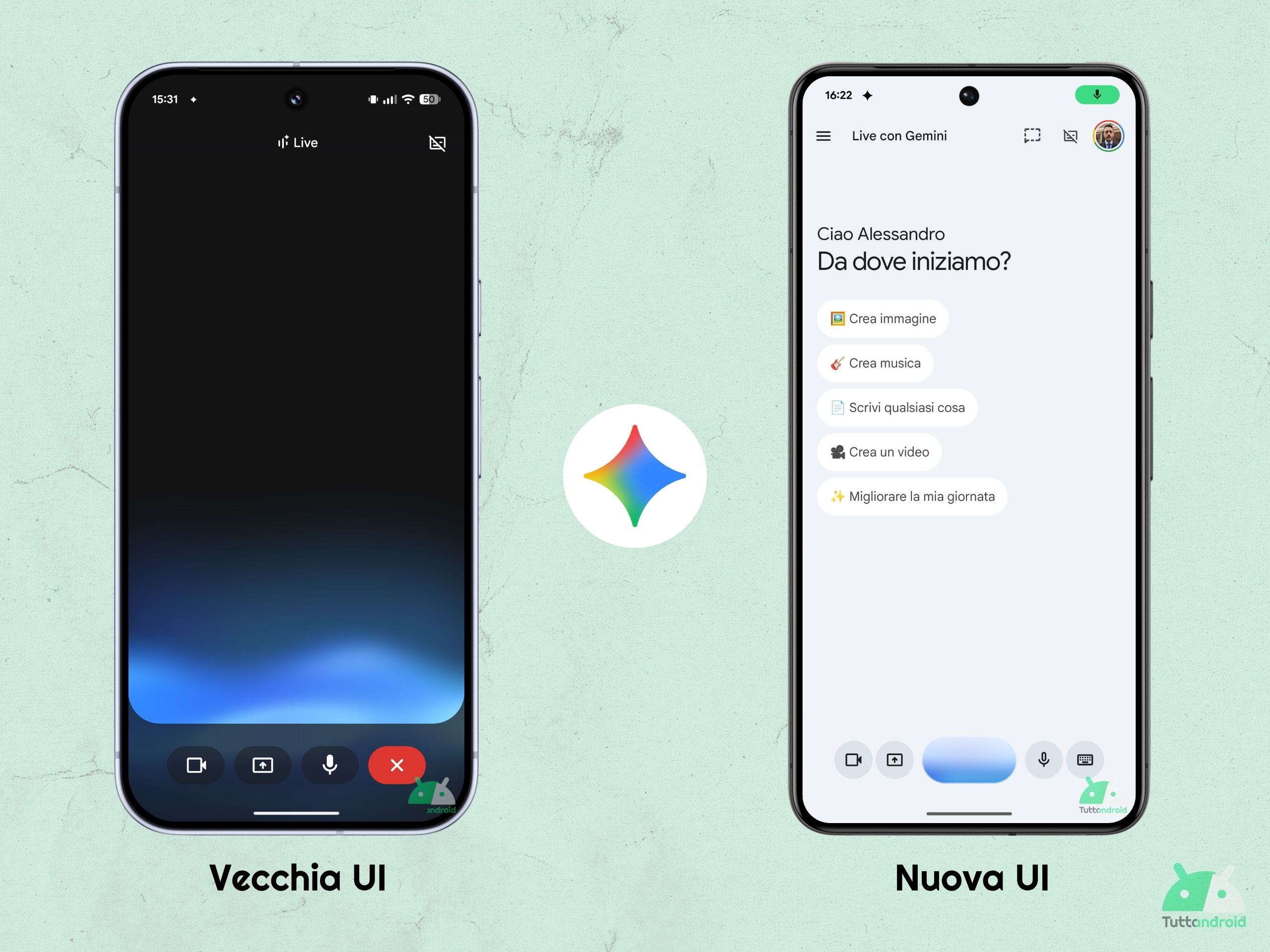 Google アプリ v17.14.59 ベータ版 - Gemini Live - 古い UI と統合された UI