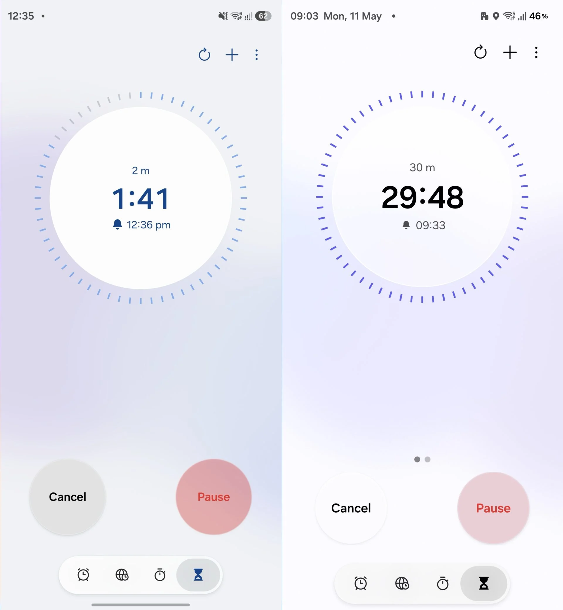 One UI 9.0 時計アプリのタイマー