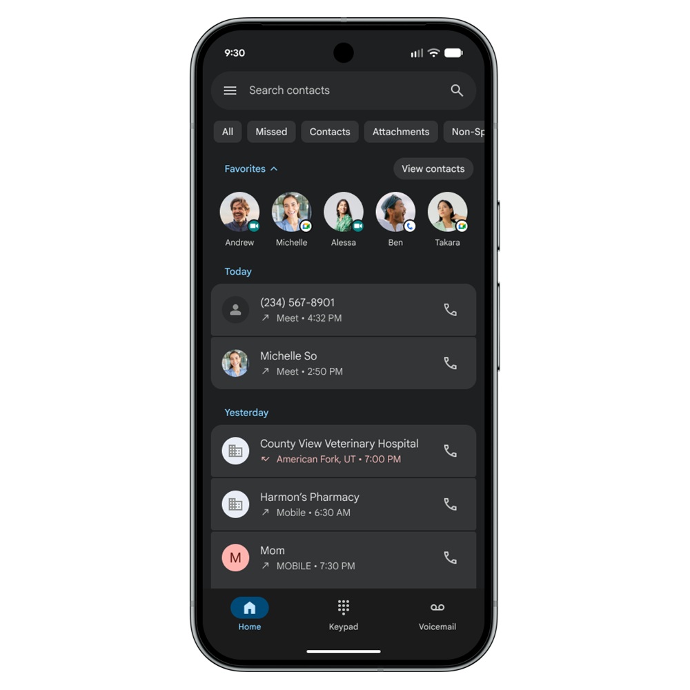 サードパーティの通話ログを統合した Google Phone