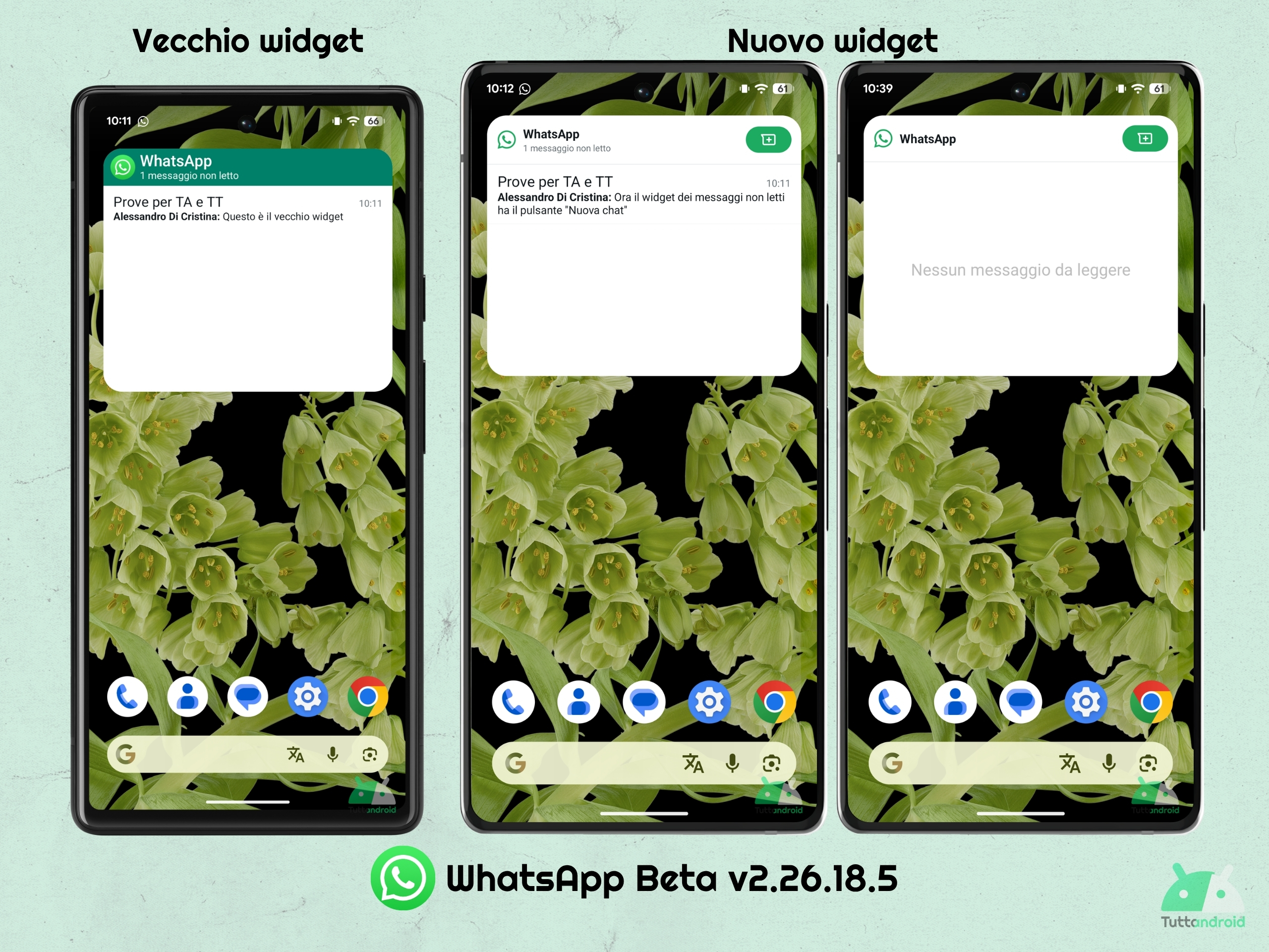 WhatsApp Beta v2.26.18.5 - 新しいチャット ボタンを備えた更新されたウィジェット