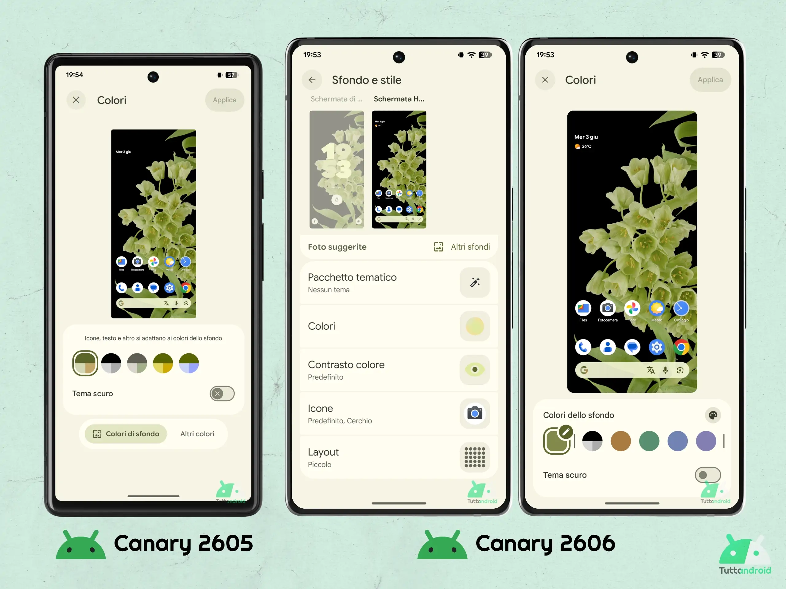 Android CANARY 2606 - 壁紙とスタイル - 色