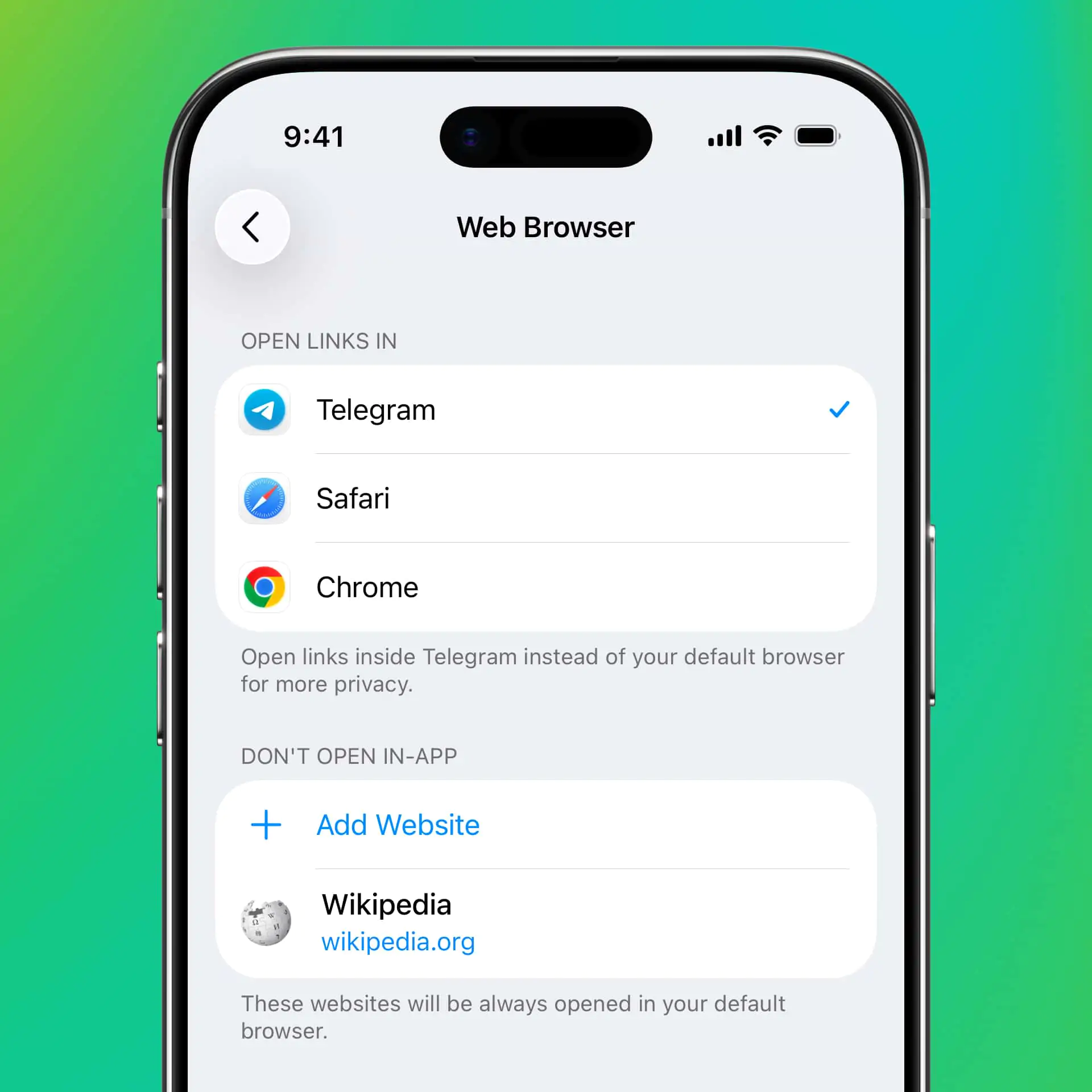 Telegram - 2026 年 6 月更新 - ブラウザーのクイック選択