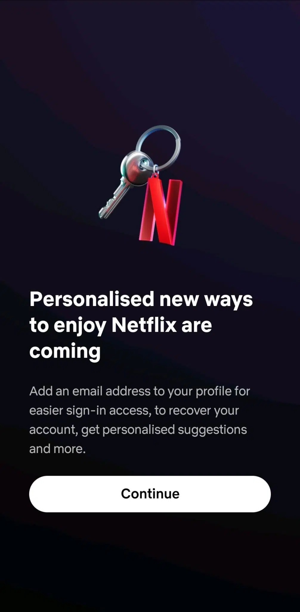 Netflix ユーザープロフィールのメールアドレス