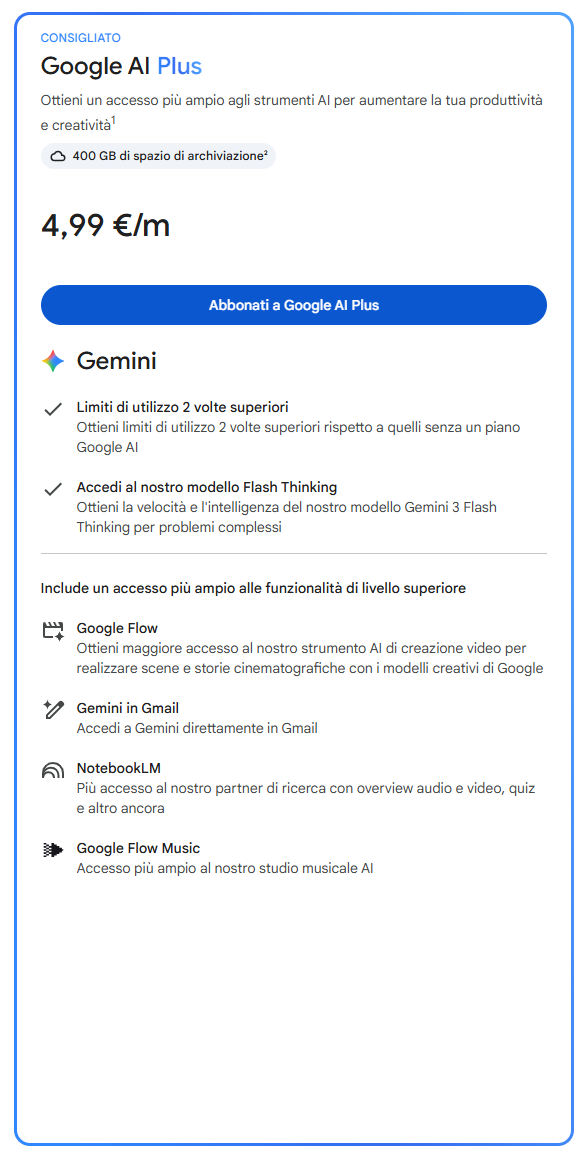 新しいGoogle AIプラス