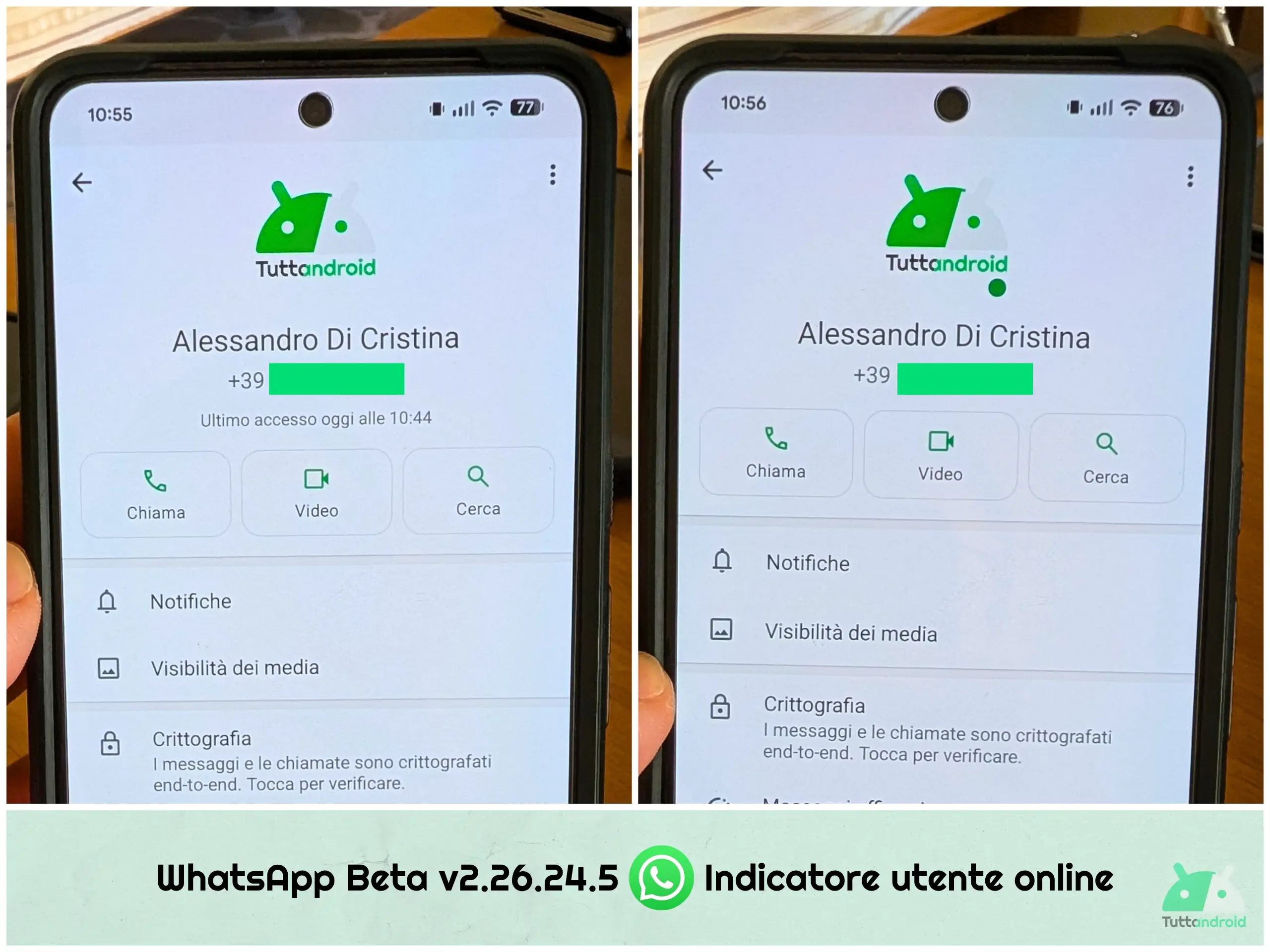 WhatsApp ベータ 2.26.24.5 - オンライン ユーザー インジケーター