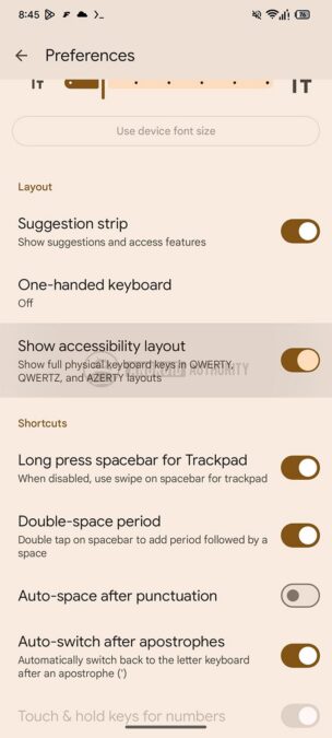 Gboard v17.7.4.932364120 ベータ版 - アクセシビリティ レイアウト