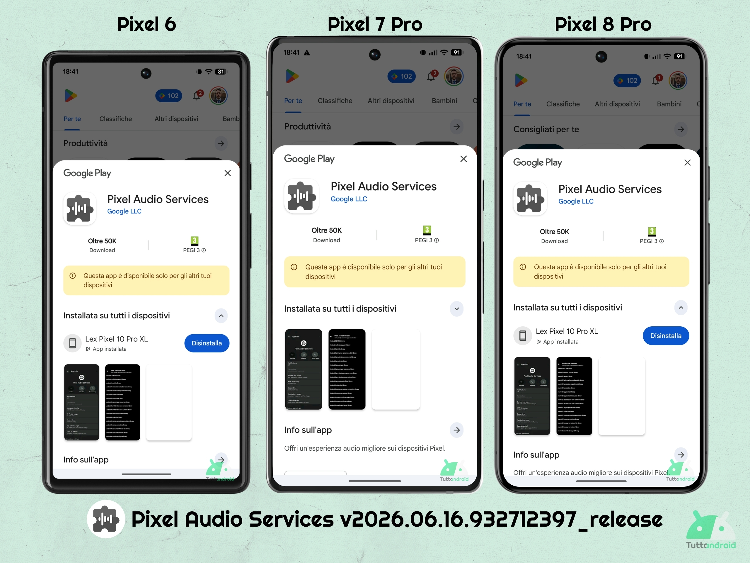 Pixel Audio Services v2026.06.16.932712397 は古い Pixel では利用できません