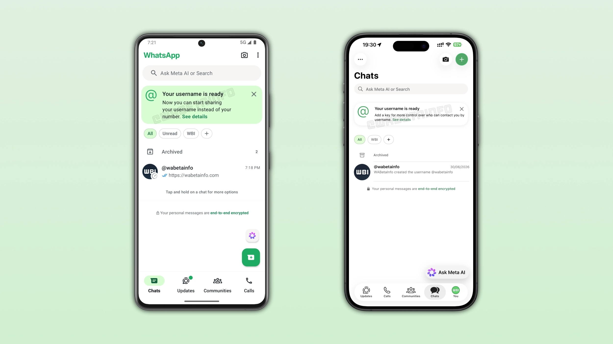 whatsappのアクティブなユーザー名