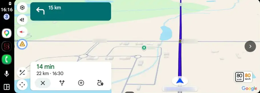Android Auto Google マップの速度計