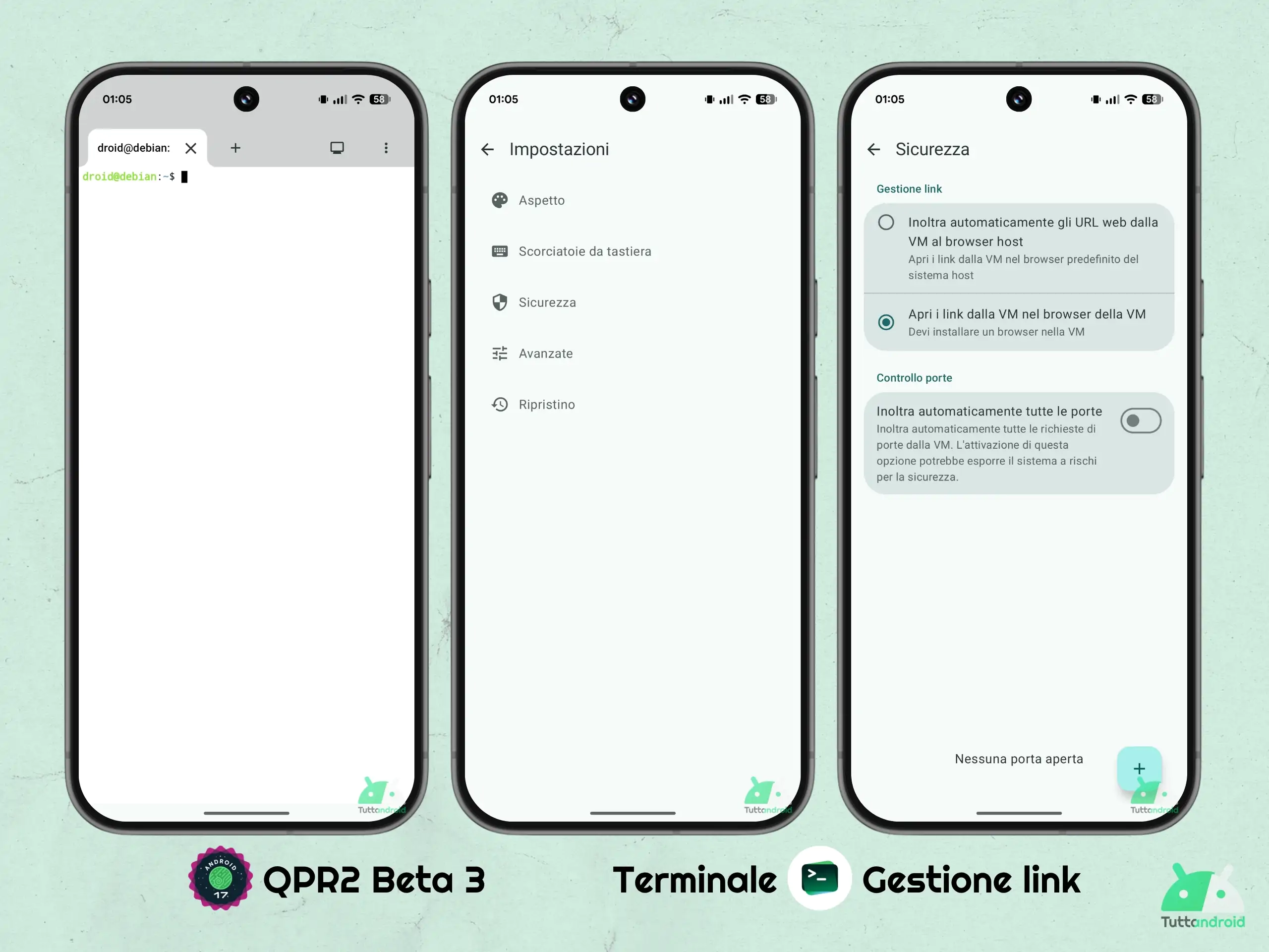 Android 17 QPR2 - ベータ 3 - ターミナル - リンク管理