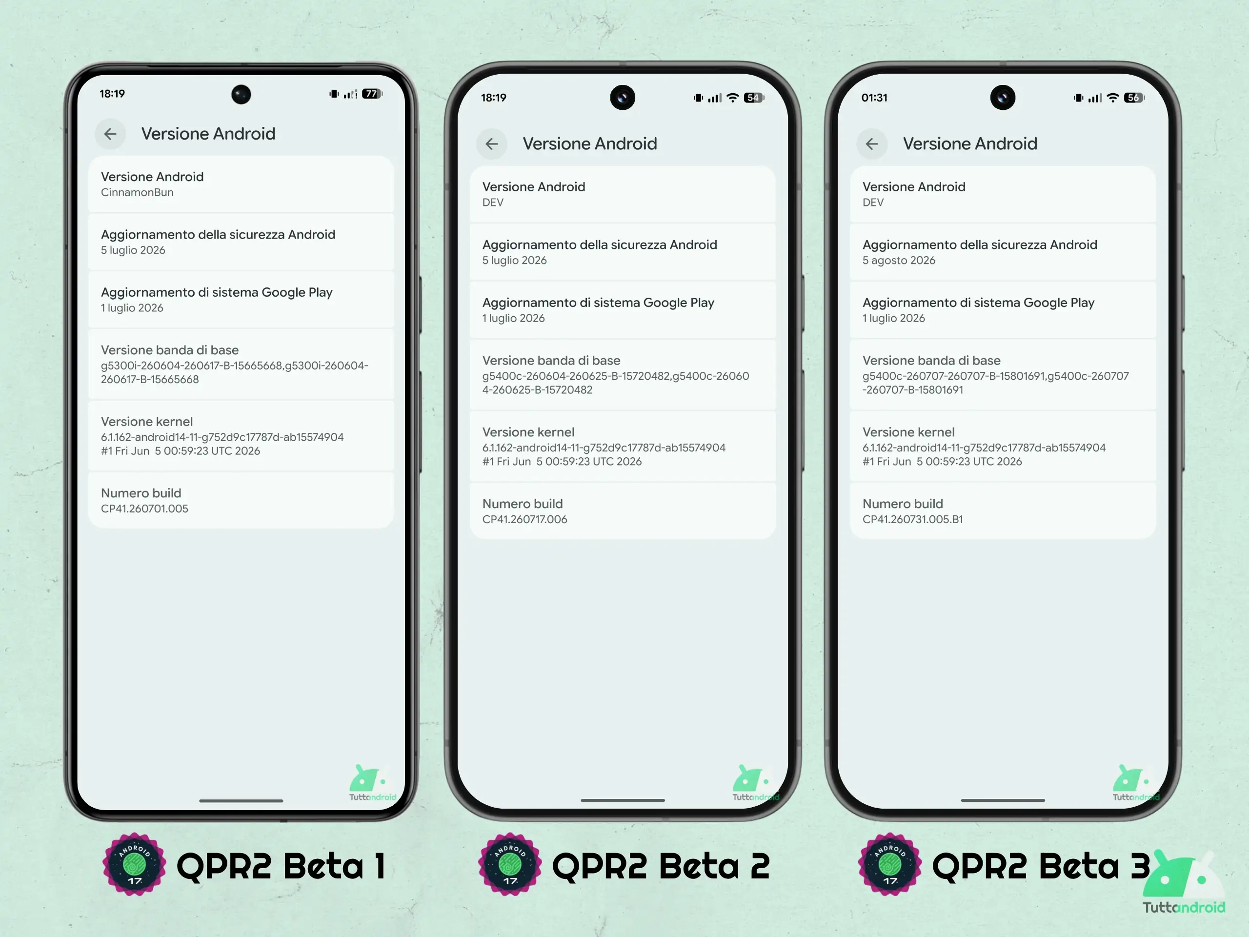 Android 17 QPR2 - ベータ 3 - ビルドの詳細