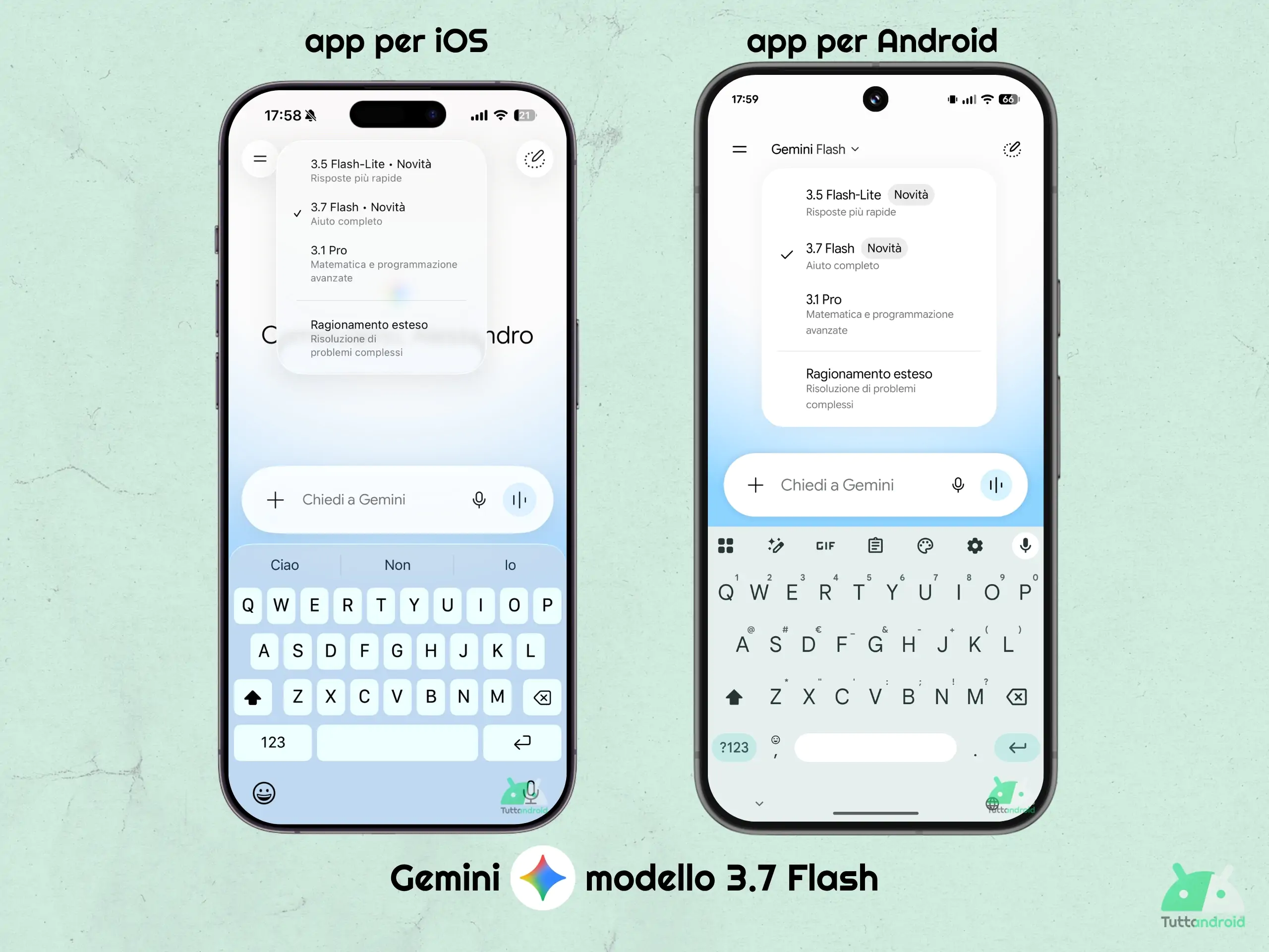 Gemini モバイル アプリ - 3.7 Flash モデル