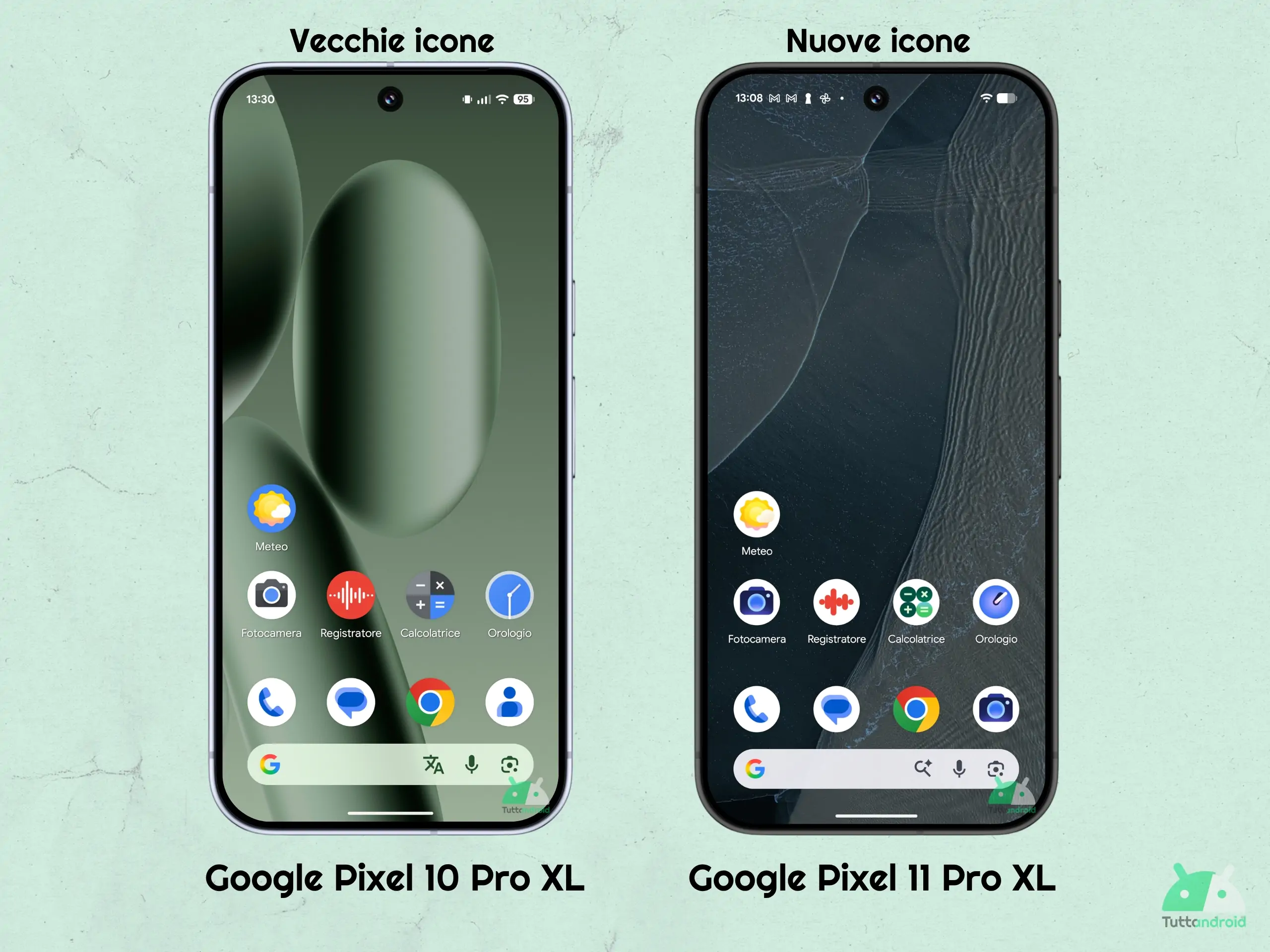 Google Pixel 11 - Pixel カメラ、Pixel Weather、電卓、時計、レコーダーの新しいアイコン