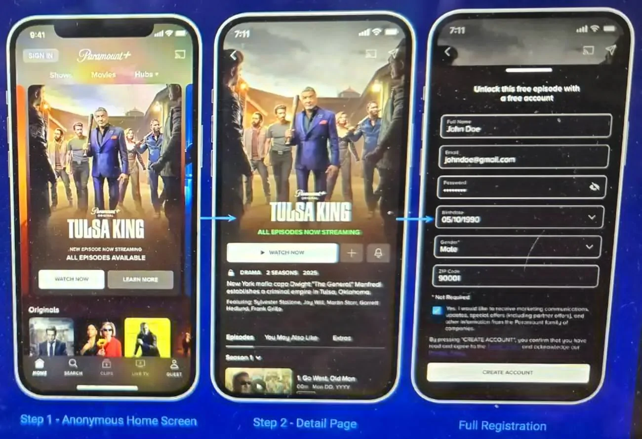 Android 用 Paramount+ の無料エピソード テスト