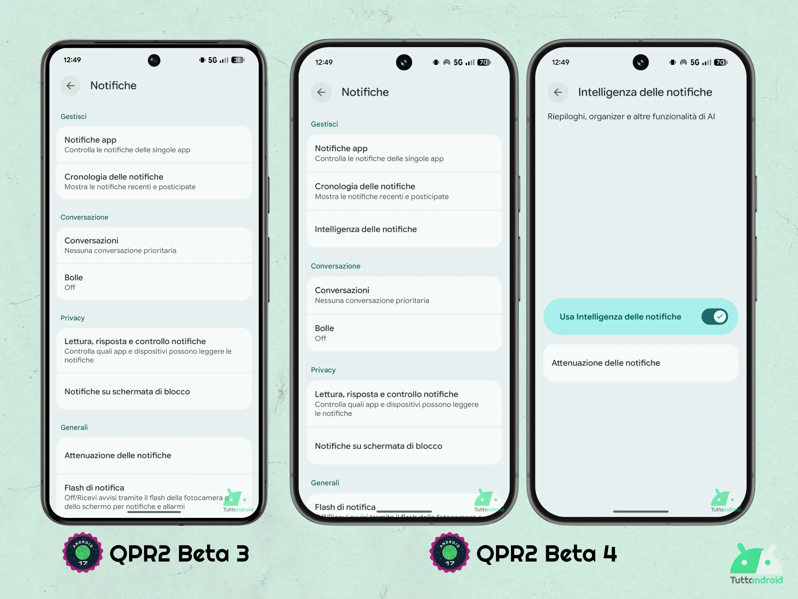 Android 17 QPR2 - ベータ 4 - 設定 - 通知インテリジェンス
