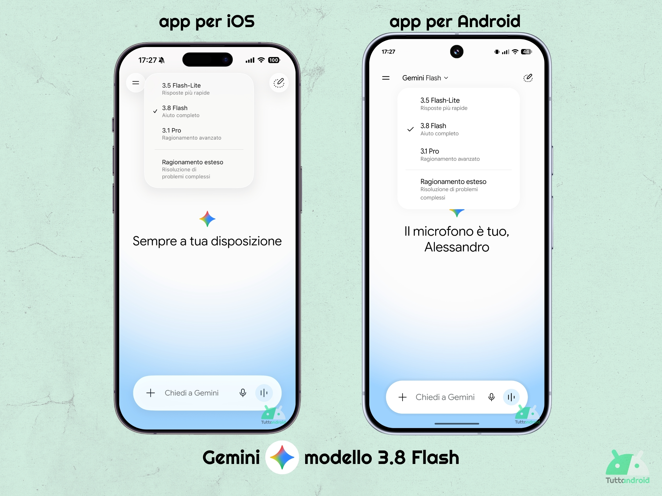 Gemini モバイル アプリ - 3.8 Flash モデル