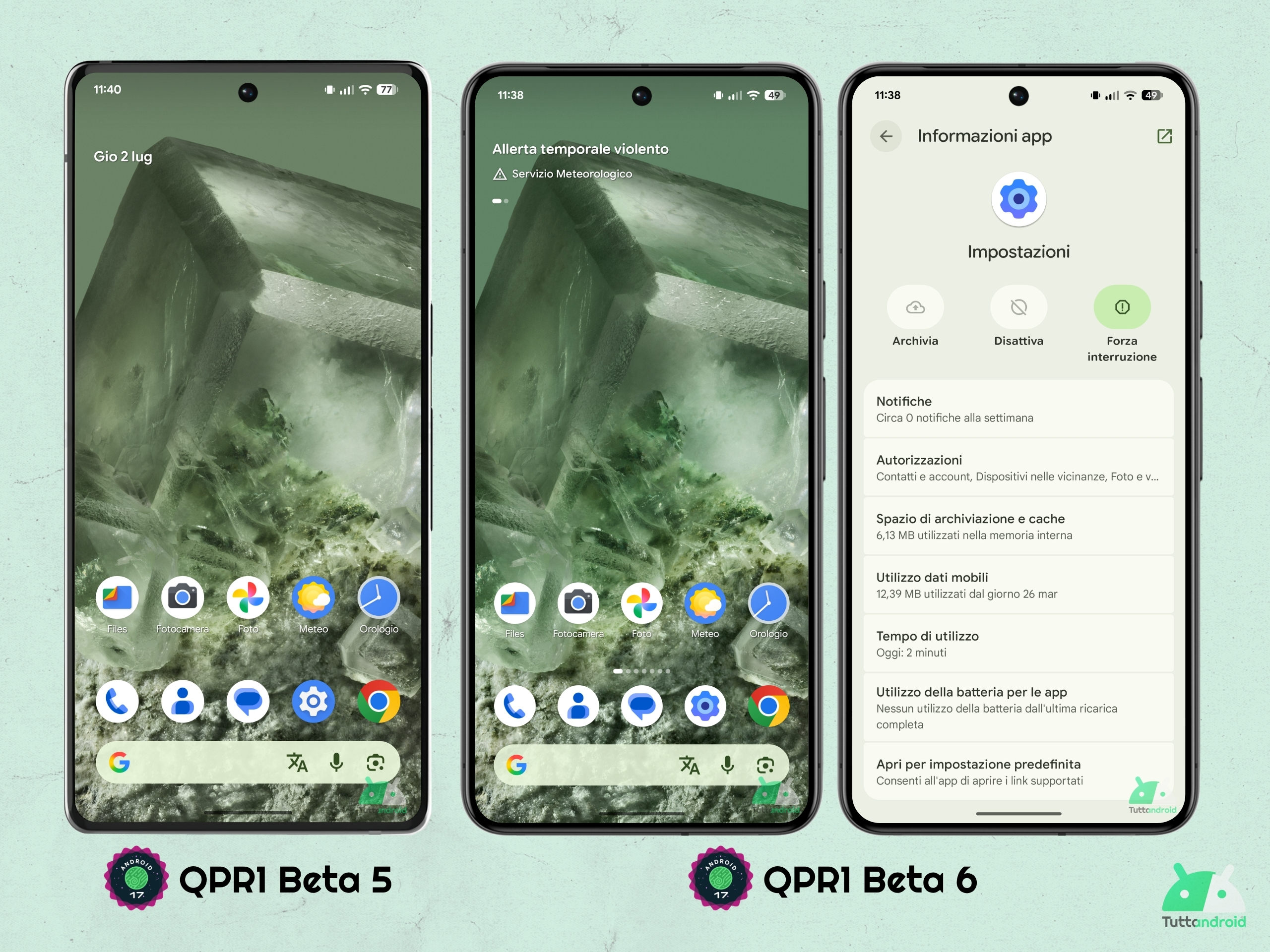 Android 17 QPR1 - ベータ 6 - 新しい設定アイコン