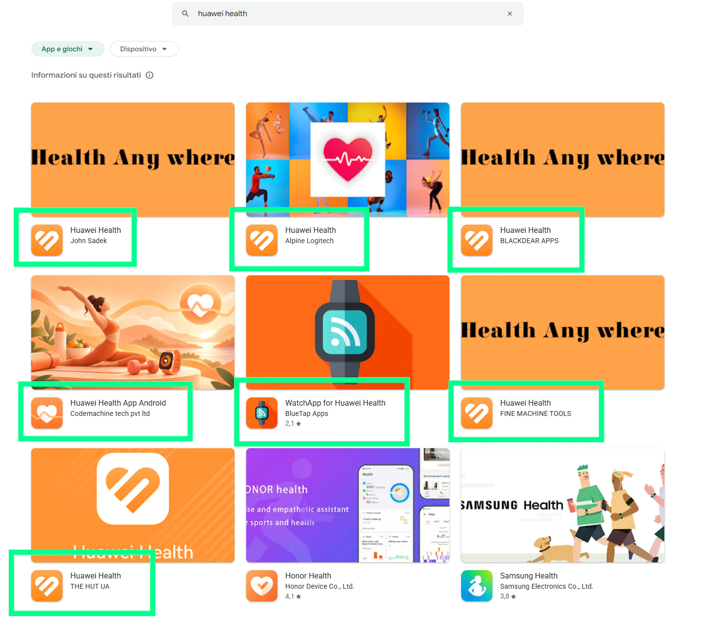 Google Play ストアの偽の Huawei Health アプリ