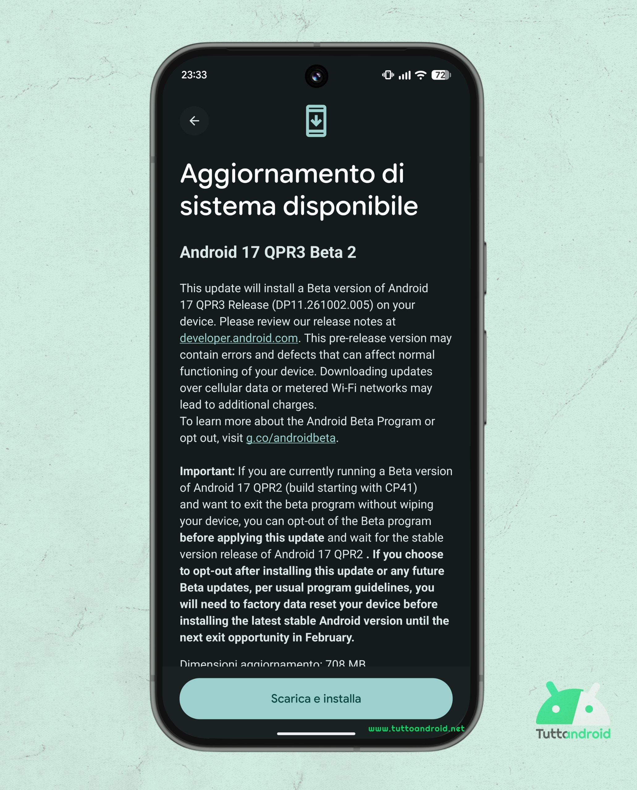 Android 17 QPR3 - Google Pixel 9 Pro XL のベータ 2