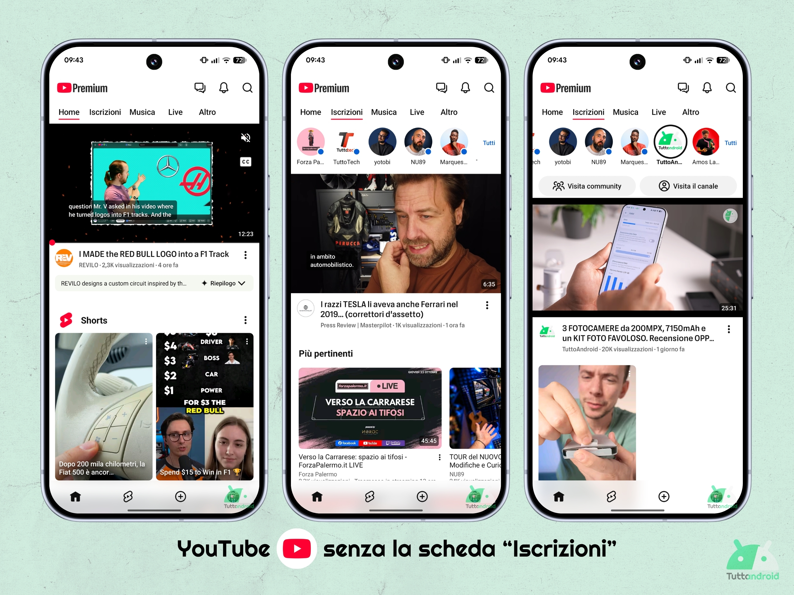 YouTube - 2026 年 10 月 - 「定期購読」タブなし
