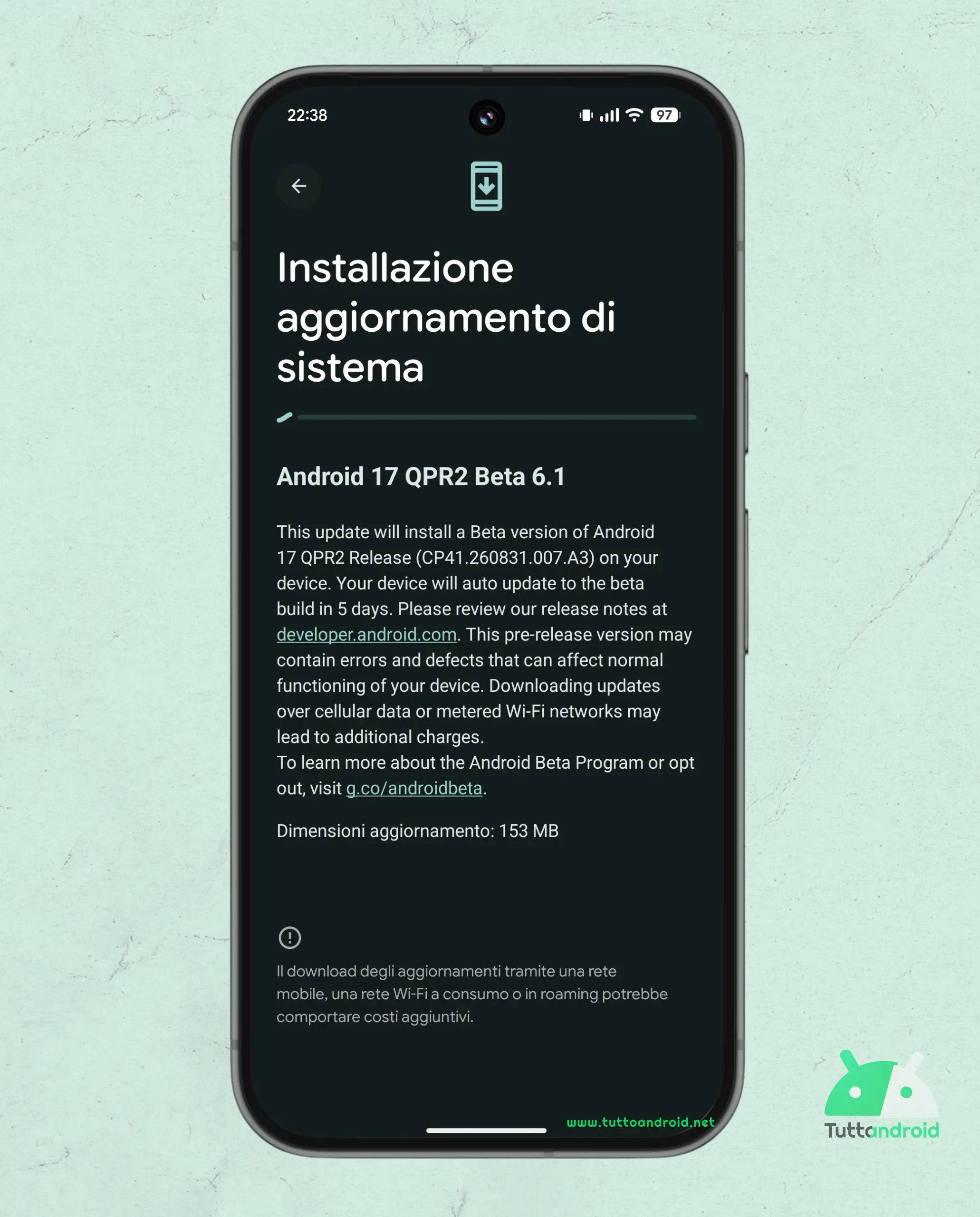 Android 17 QPR2 - ベータ 6.1 - Google Pixel 9 Pro XL